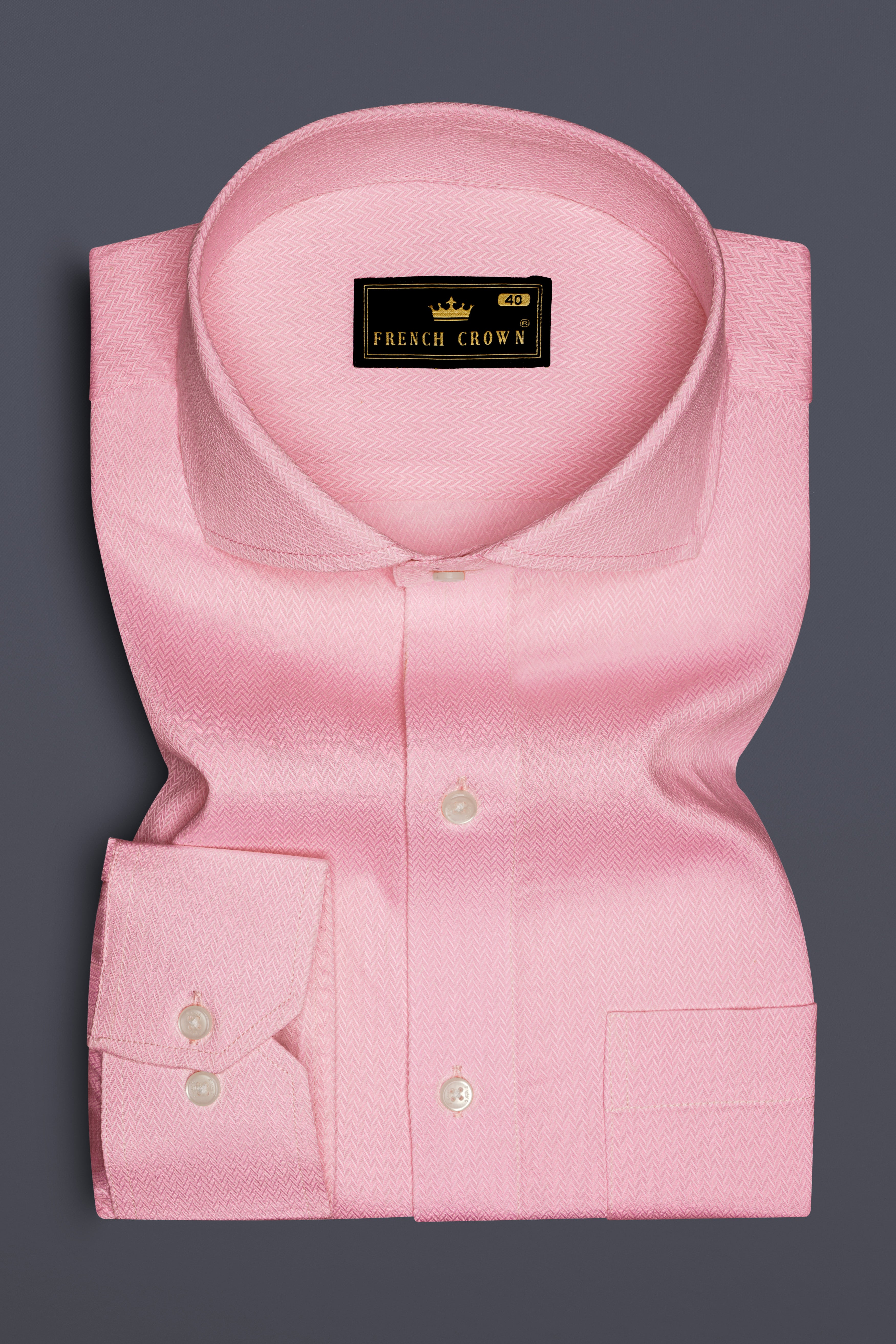 Gizellea-Cavern Pink Dobby Textured Premium Giza Cotton Dress Shirt
