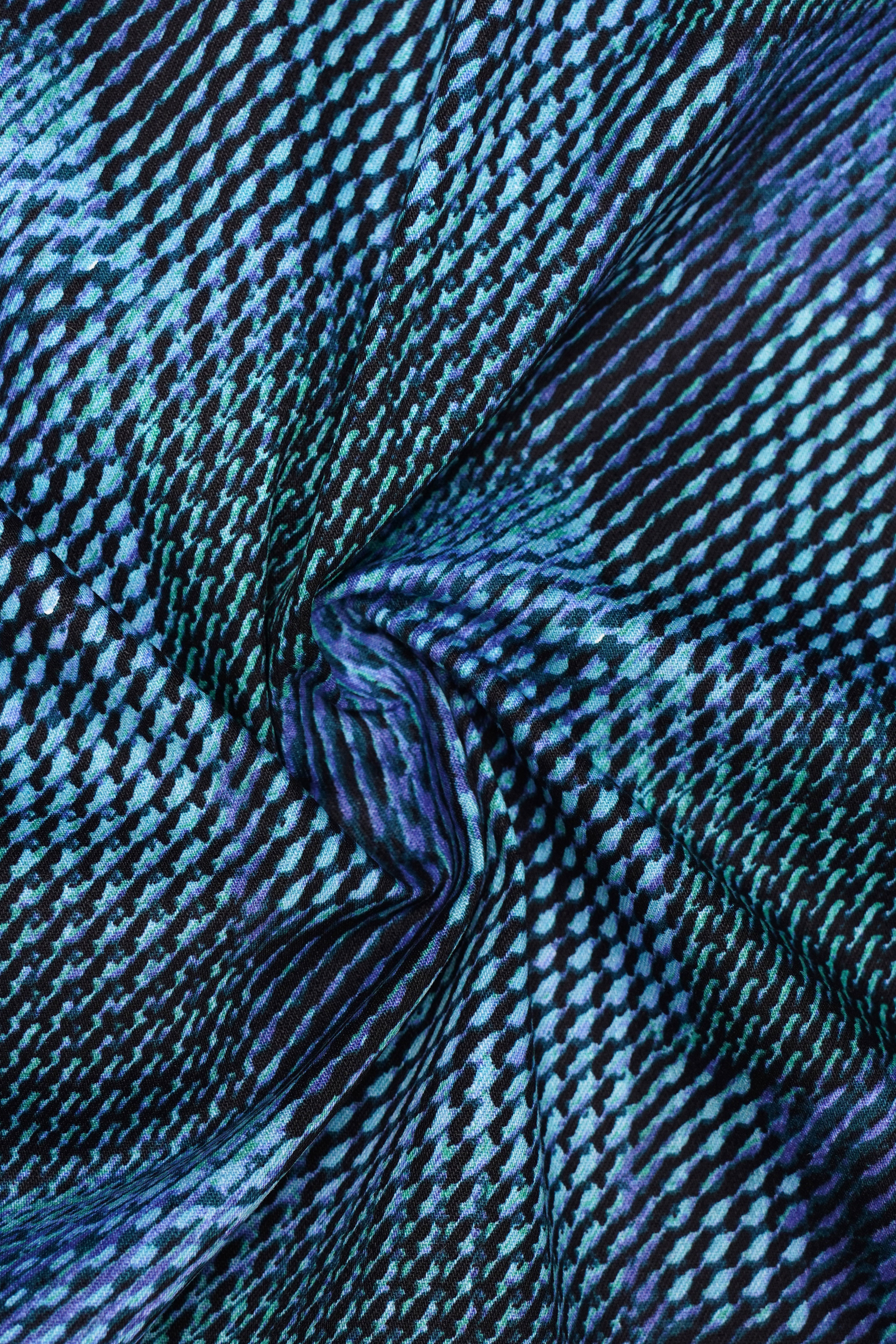 Tropical Tides-Biscay Blue And Firefly Green printed Premium Cotton Bomber Jacket