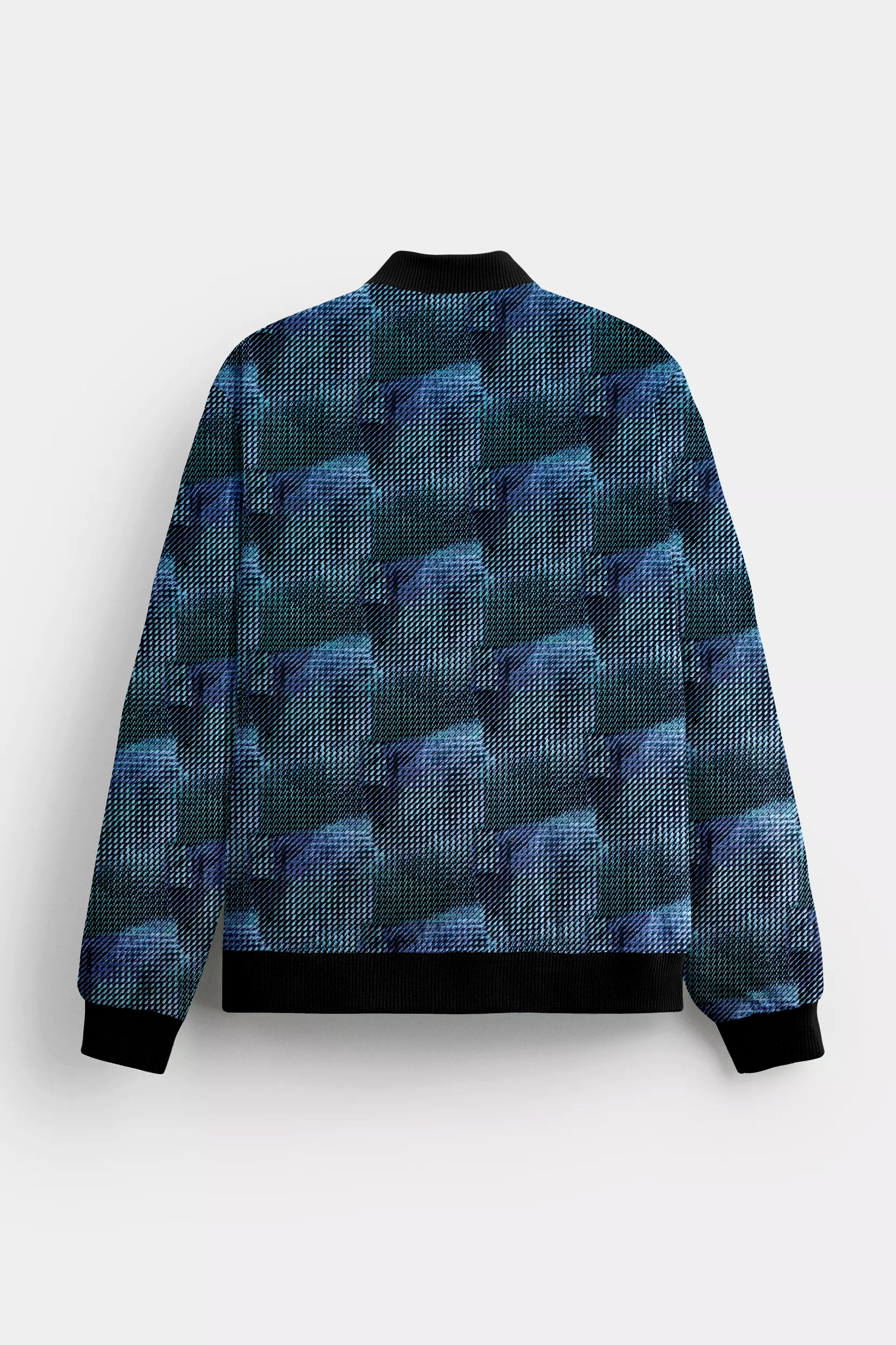 Tropical Tides-Biscay Blue And Firefly Green printed Premium Cotton Bomber Jacket