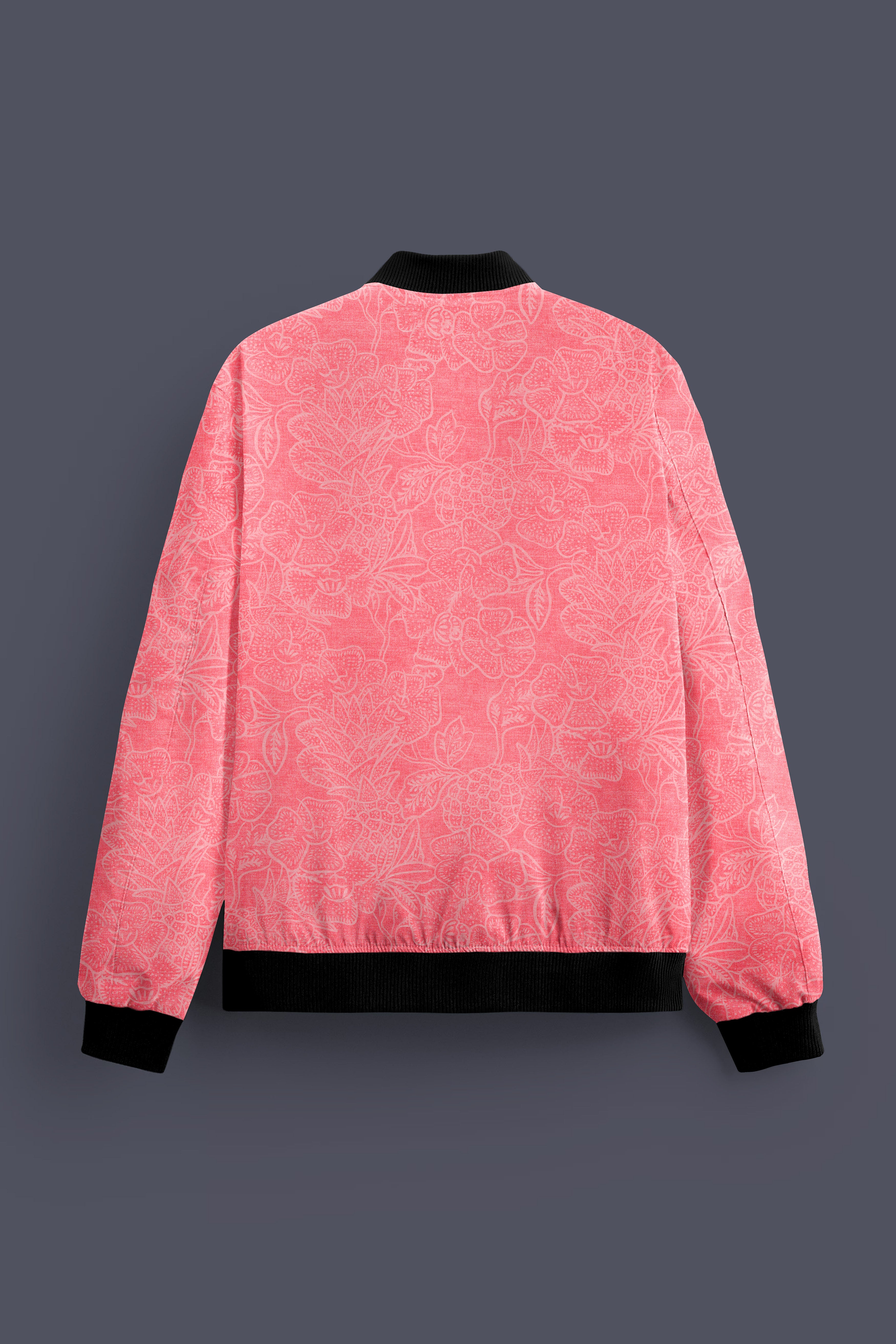 Springtide-Geraldine Pink Floral Printed Premium Cotton Bomber Jacket