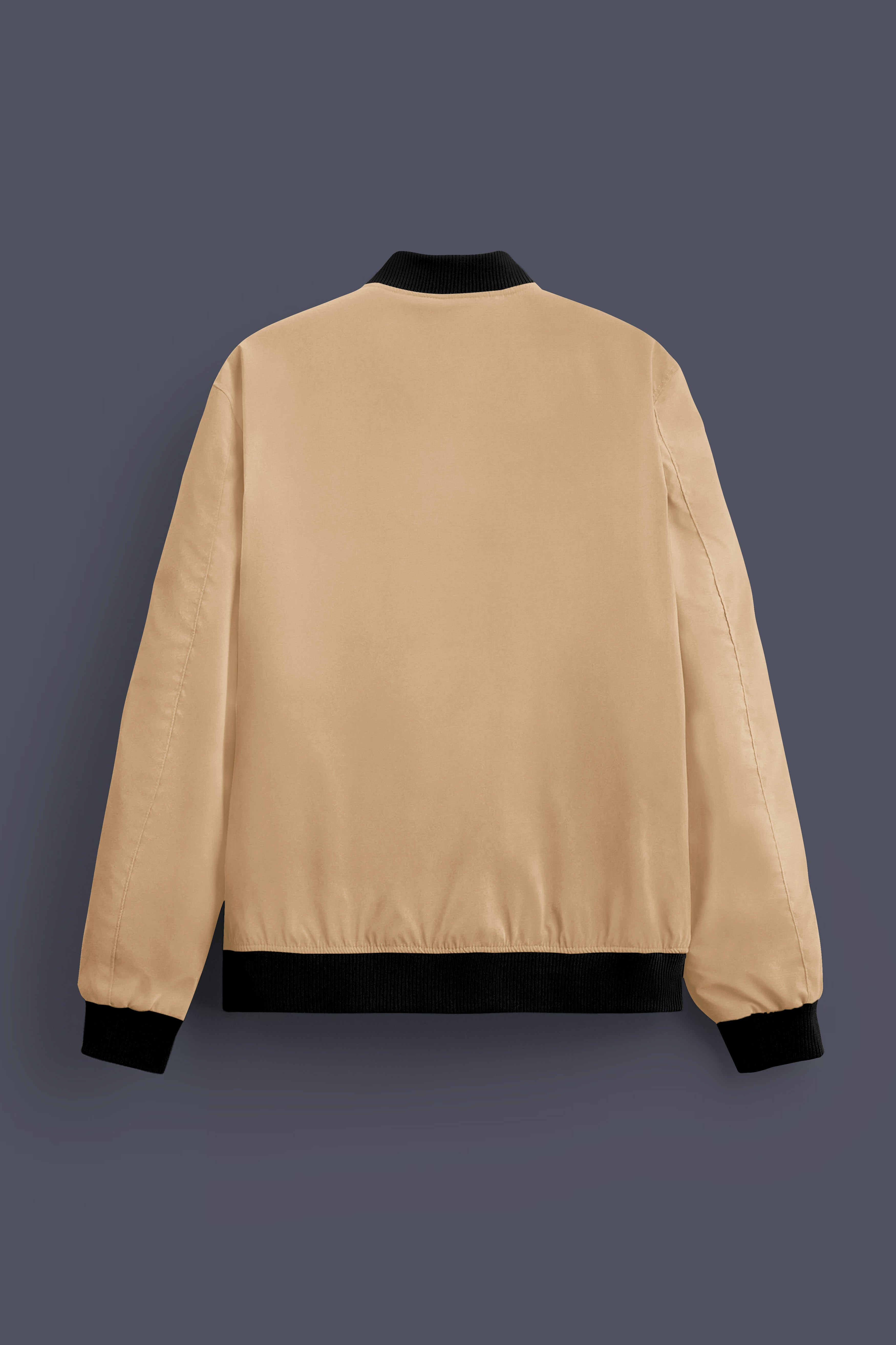 Cameo Cream Solid Premium Cotton Bomber Jacket