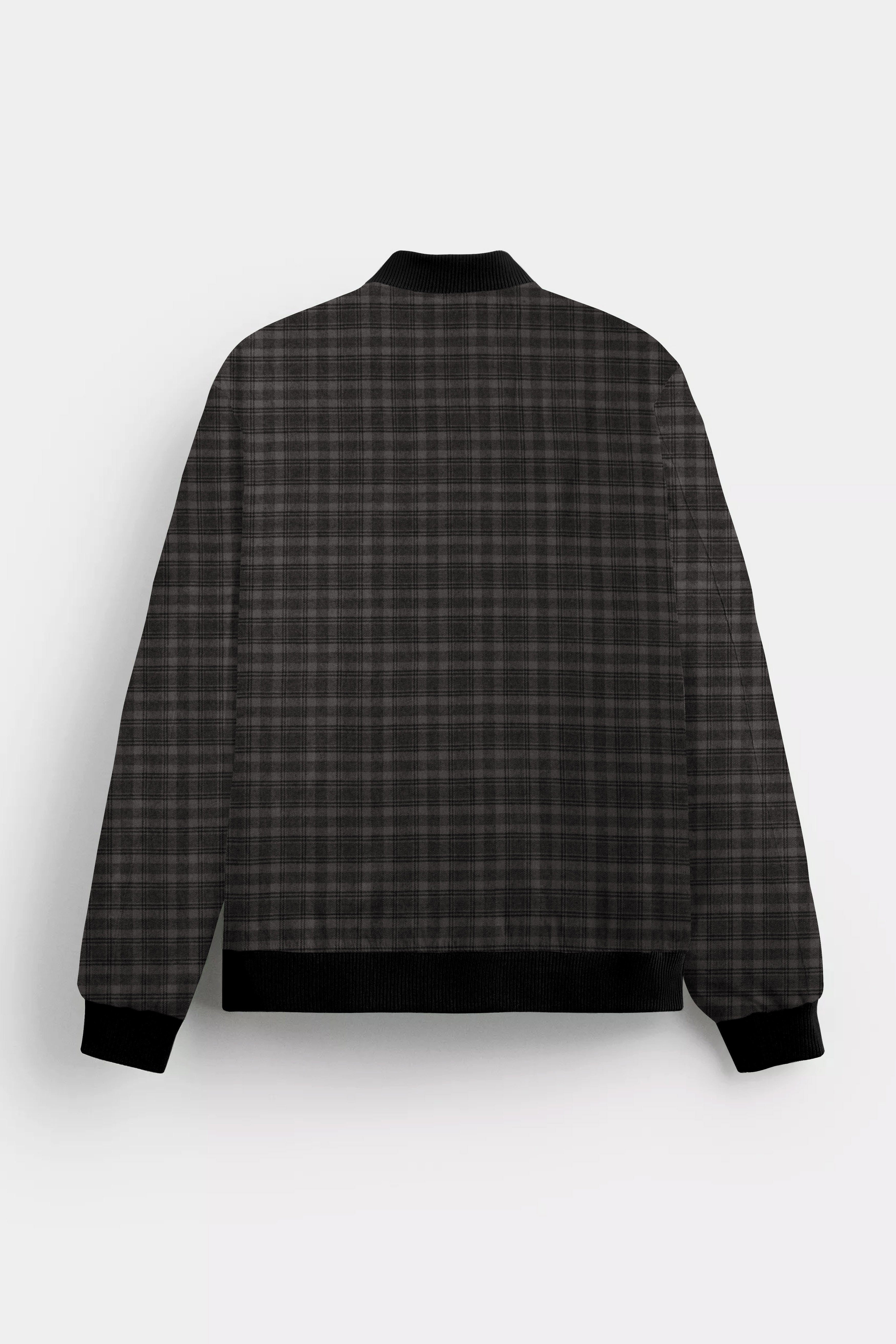 Iridium Gray Plaid Premium Cotton Bomber Jacket