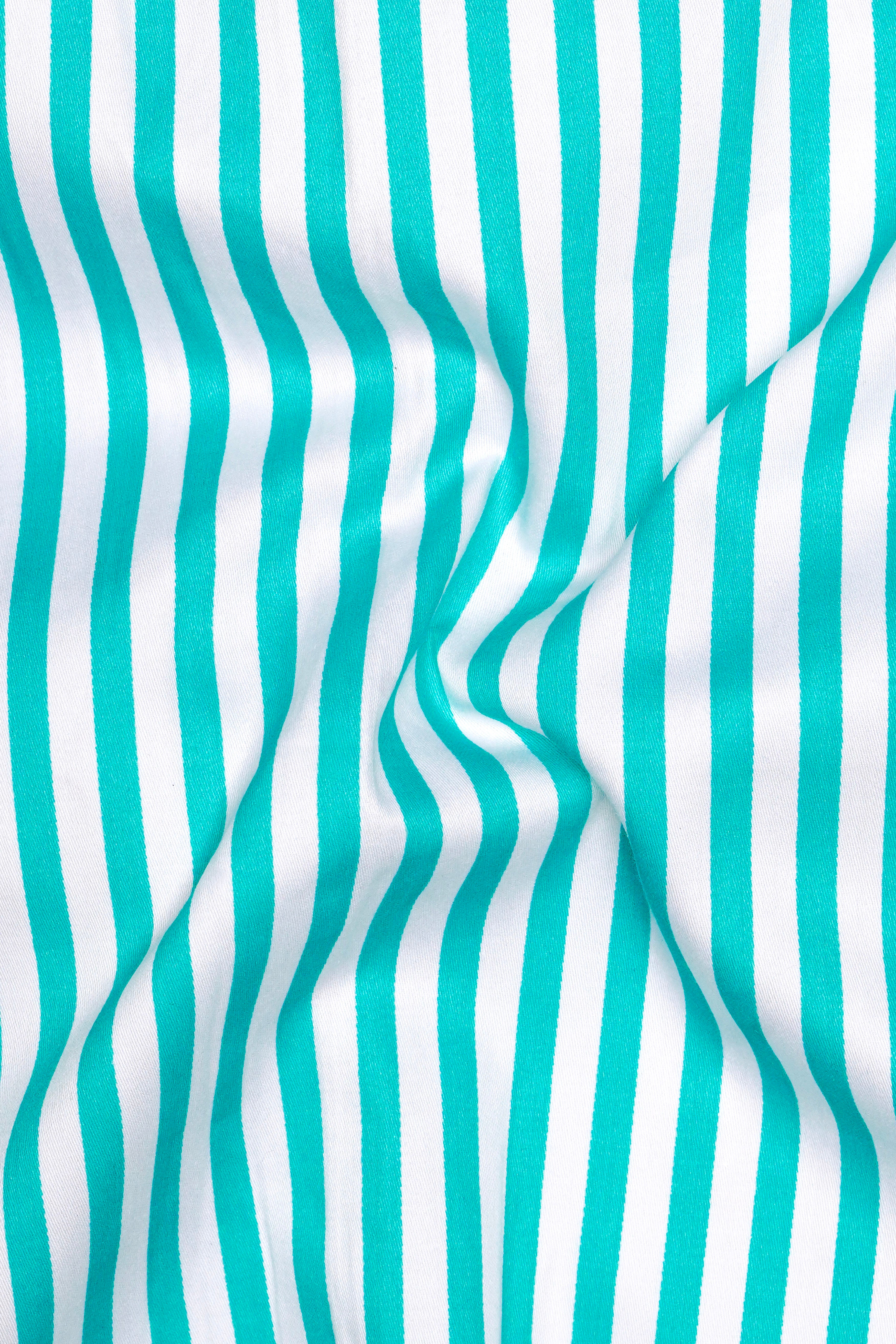 Azurelin-Lochinvar Blue And Bright White Striped Super Soft Premium Cotton Dress White Cuff Collar Shirt