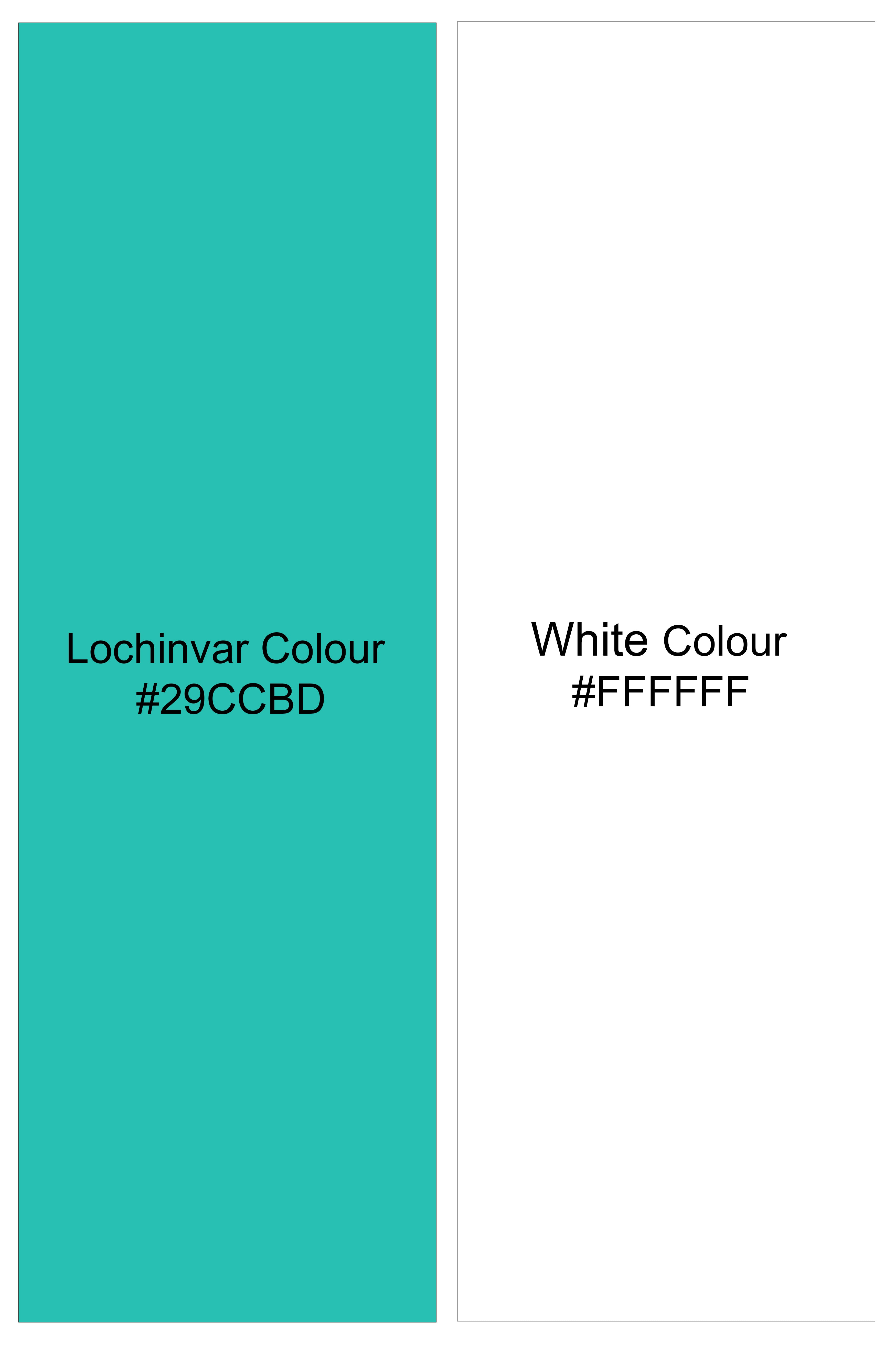 Lochinvar Blue And Bright White Striped Super Soft Premium Cotton Formal White Cuff Collar Shirt