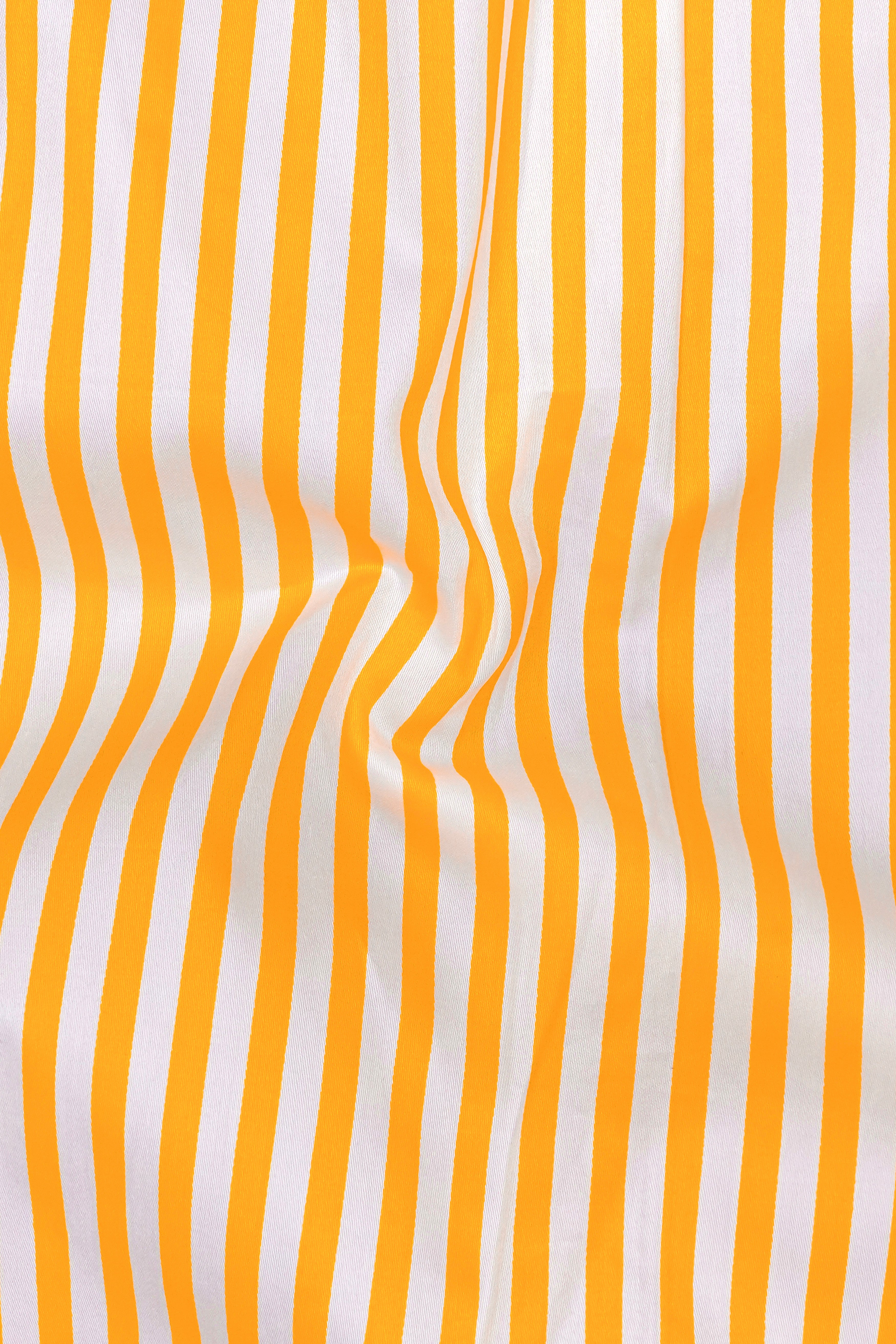 Koromiko Yellow And Bright White Striped Subtle Sheen Super Soft Premium Cotton Dress Shirt