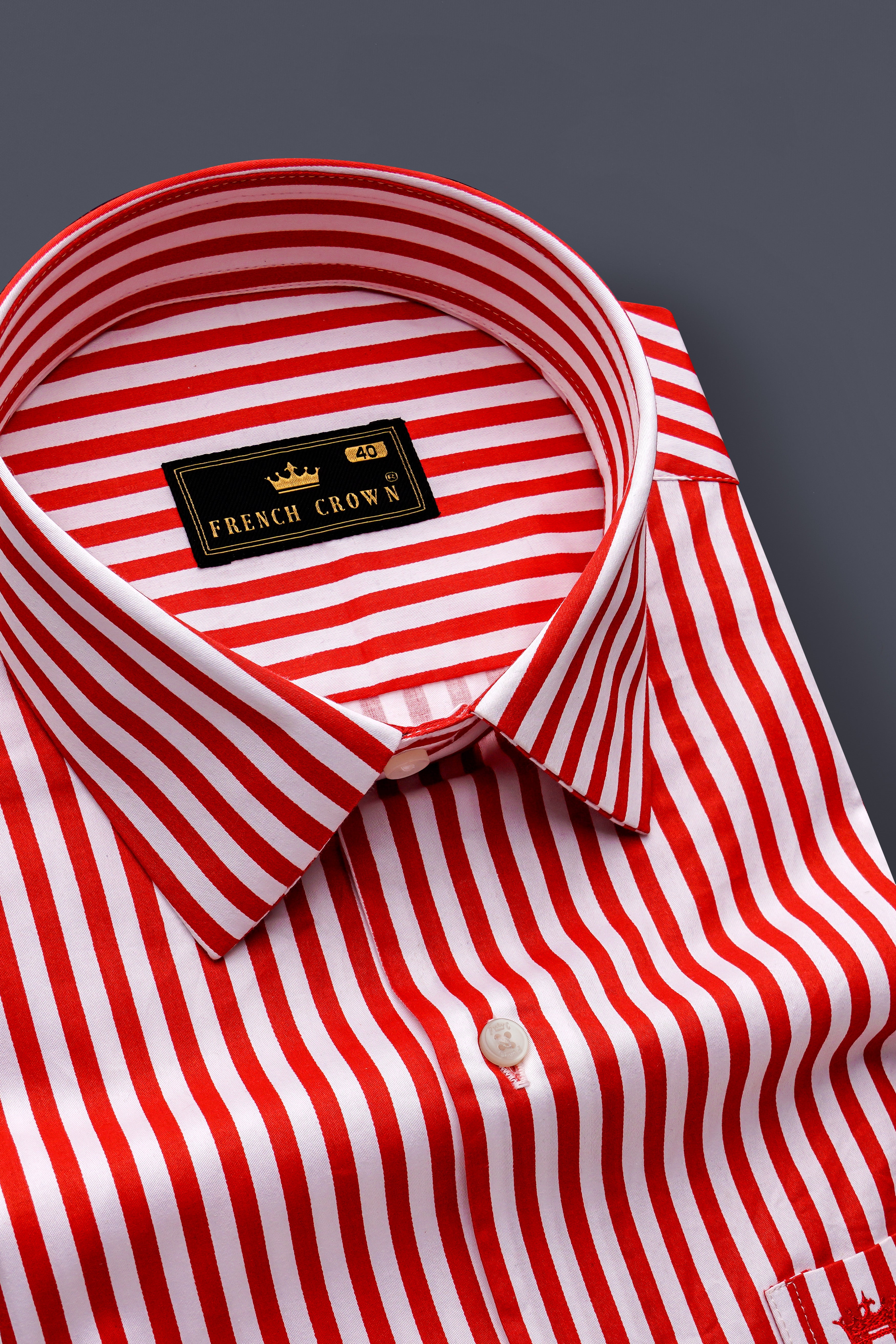 Milano Red And Bright White Striped Subtle Sheen Super Soft Premium Cotton Dress Shirt