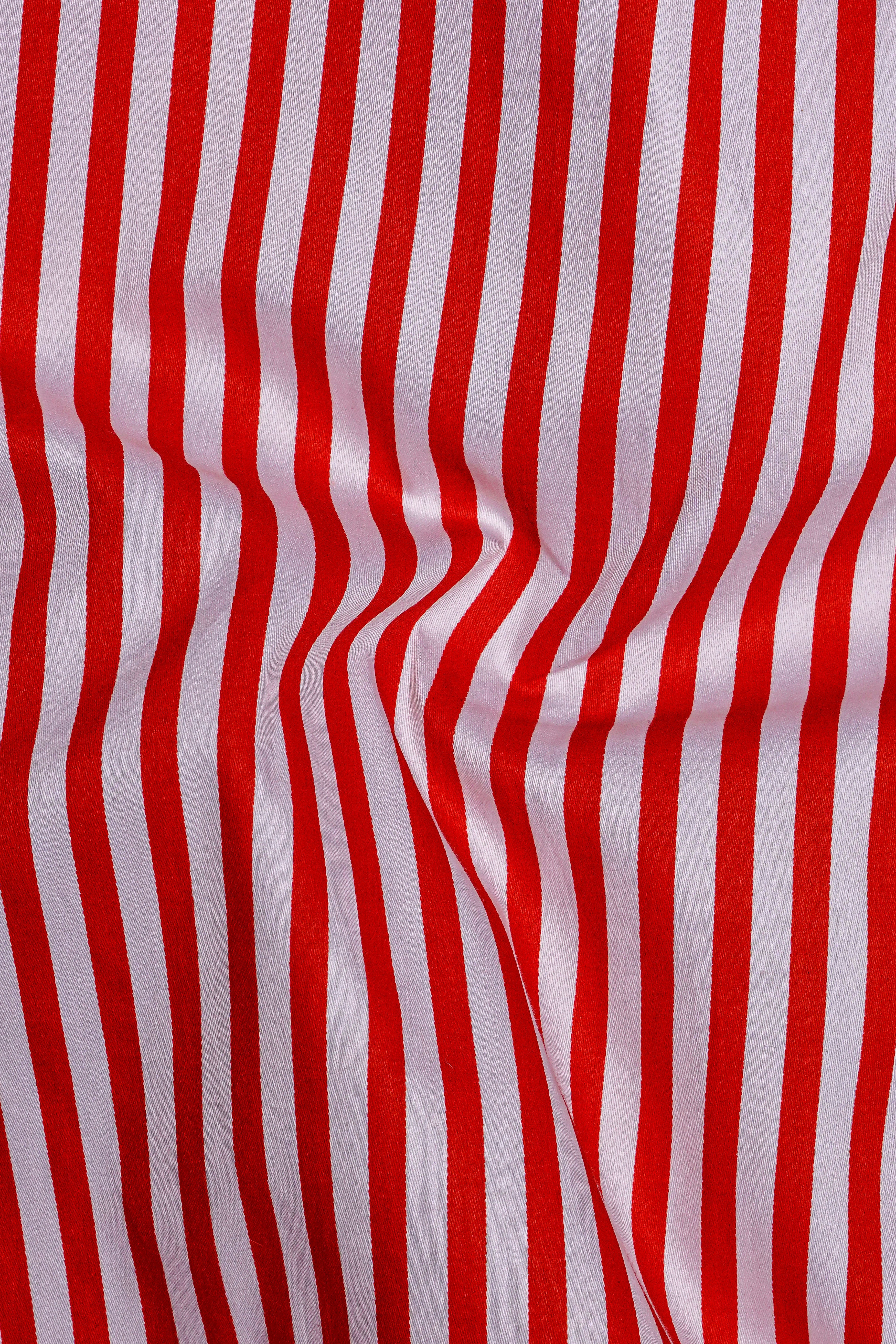 Milano Red And Bright White Striped Subtle Sheen Super Soft Premium Cotton Dress Shirt