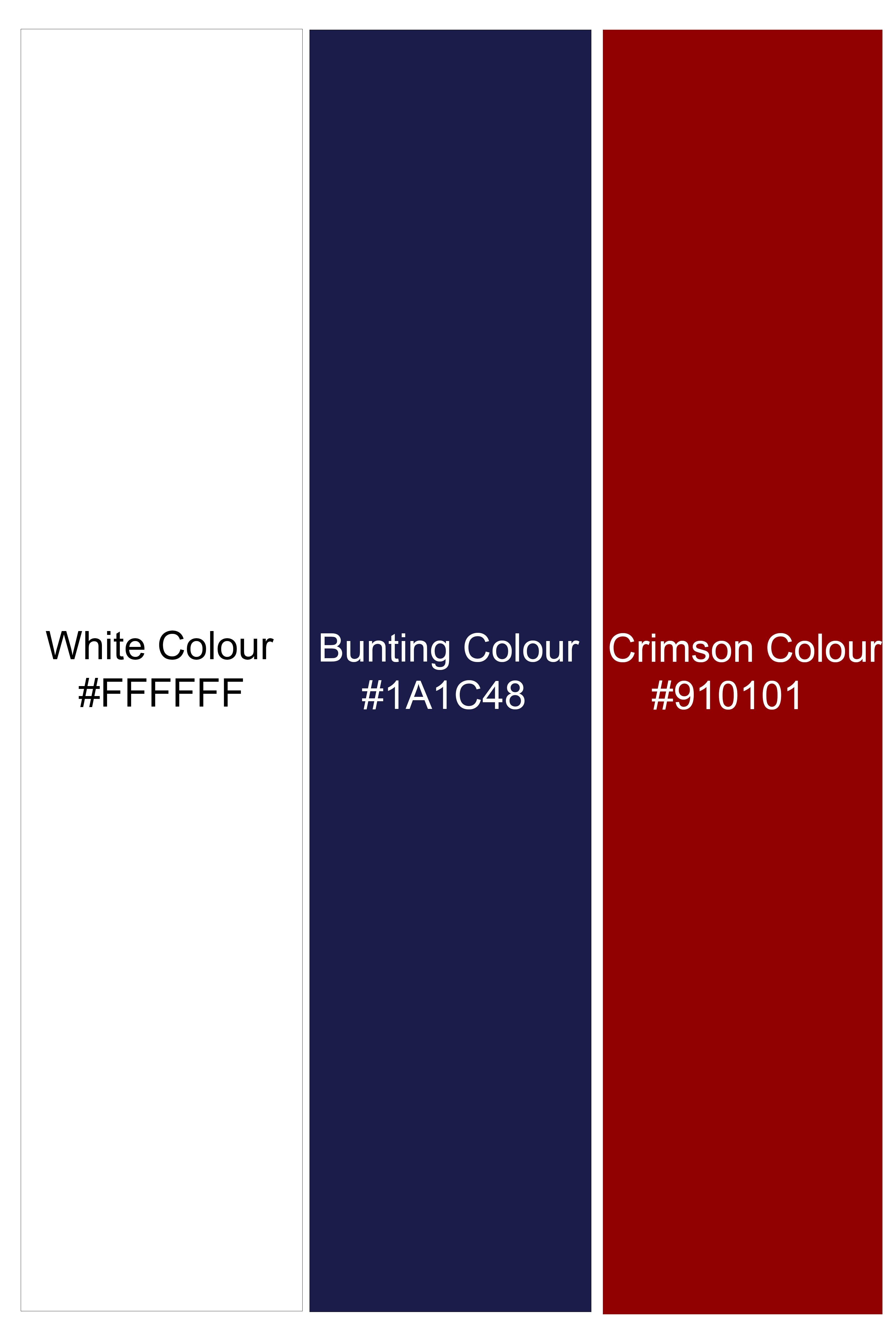 Triastra-Bright White And Crimson Red With Bunting Blue Striped Sheen Super Soft Premium Semi Formal Dress Shirt