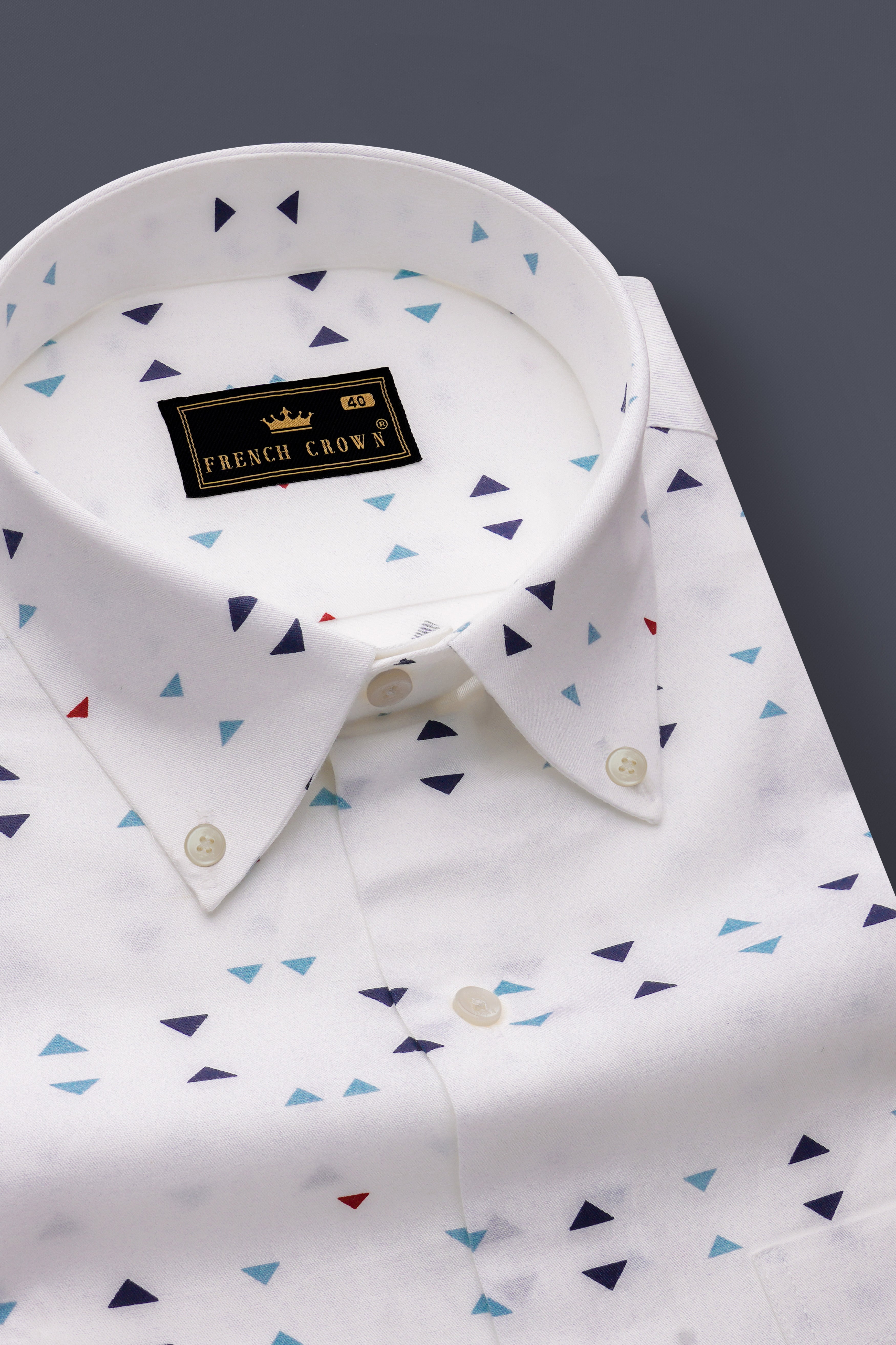 Bleuvra-Bright White And Neptune Blue Printed Oxford Premium Cotton Semi Formal Shirt