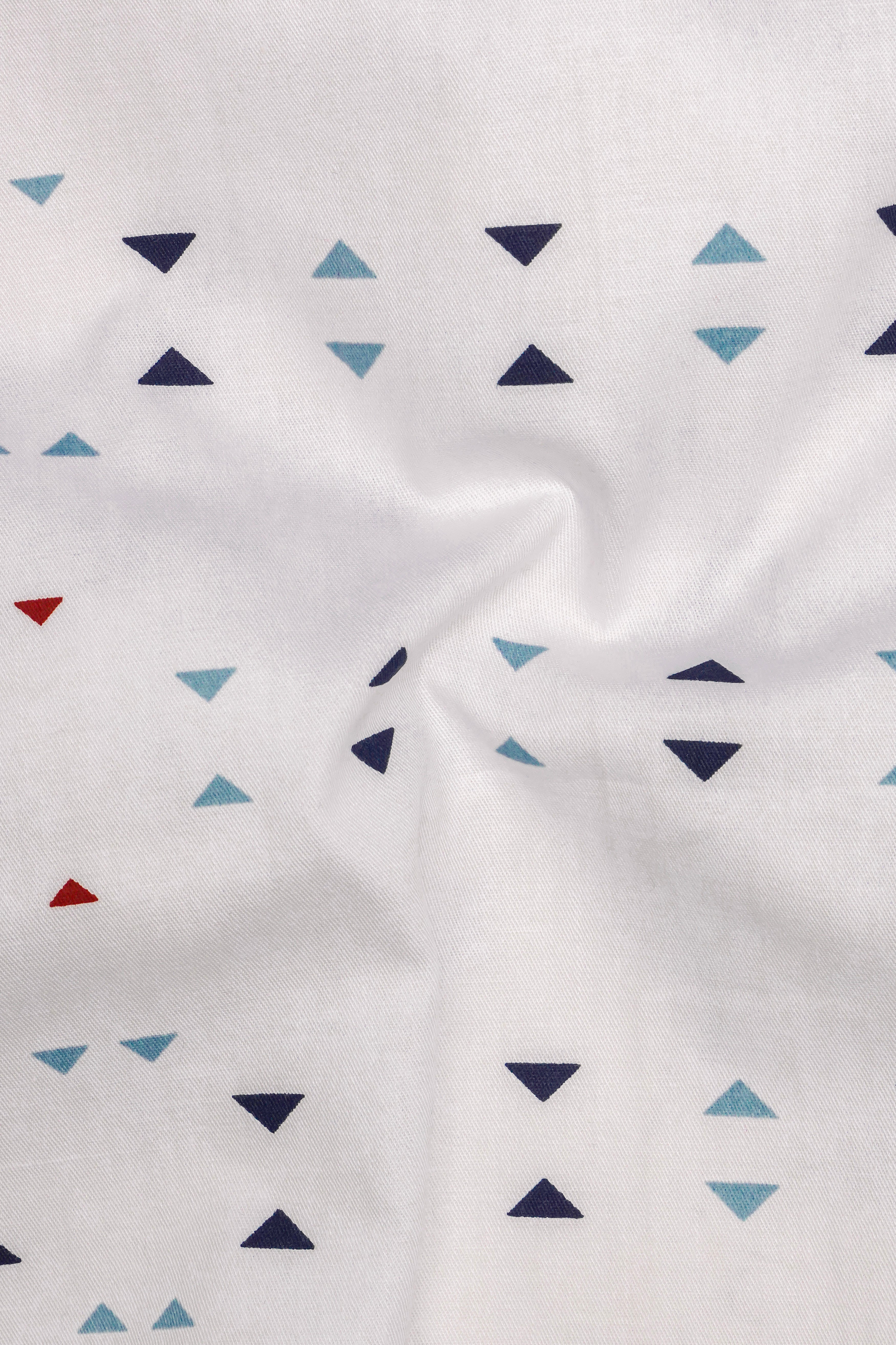 Bleuvra-Bright White And Neptune Blue Printed Oxford Premium Cotton Semi Formal Shirt
