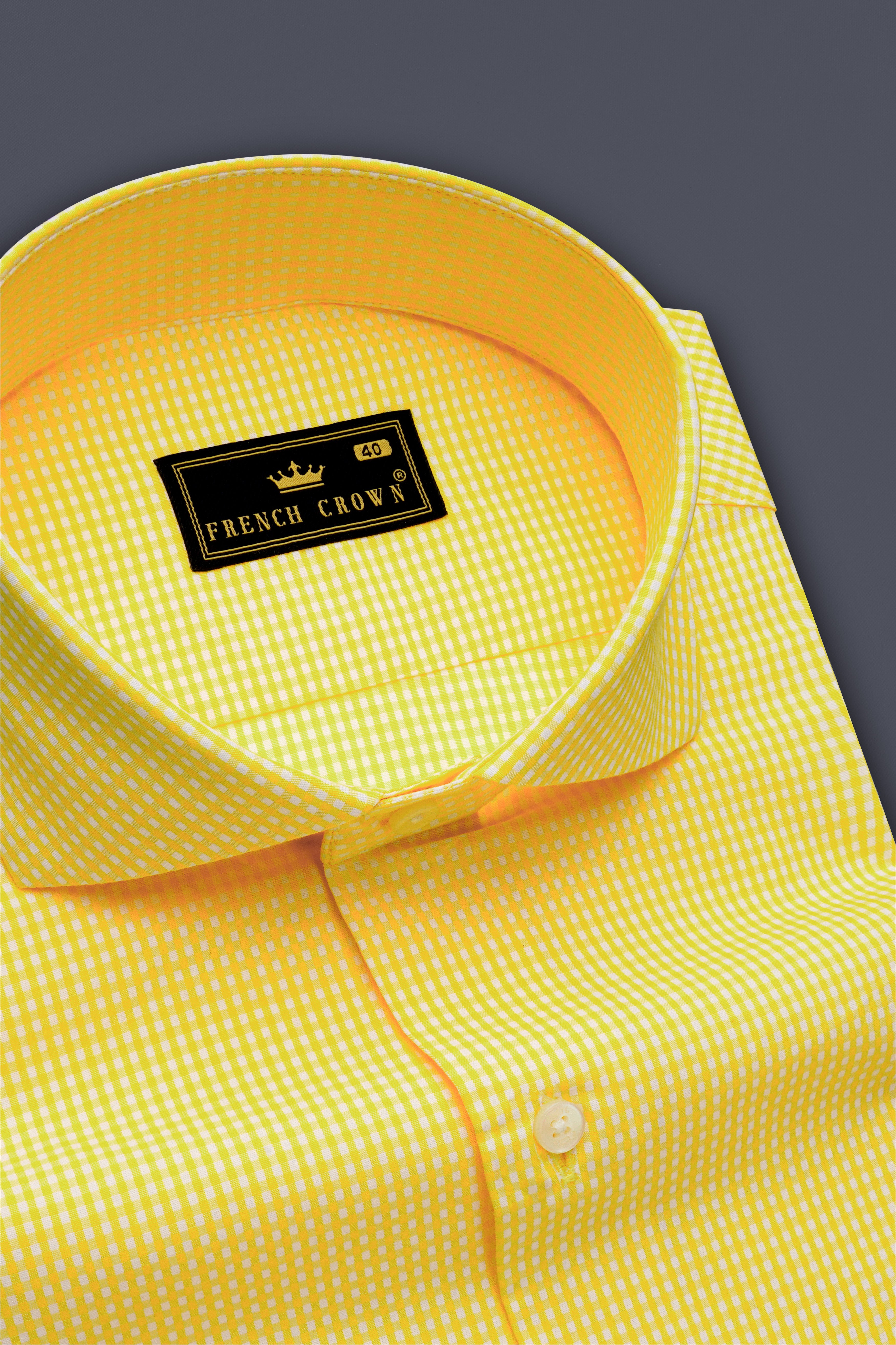 Zafrin-Alpine Yellow Gingham Plaid Super Soft Premium Cotton Semi Formal Shirt