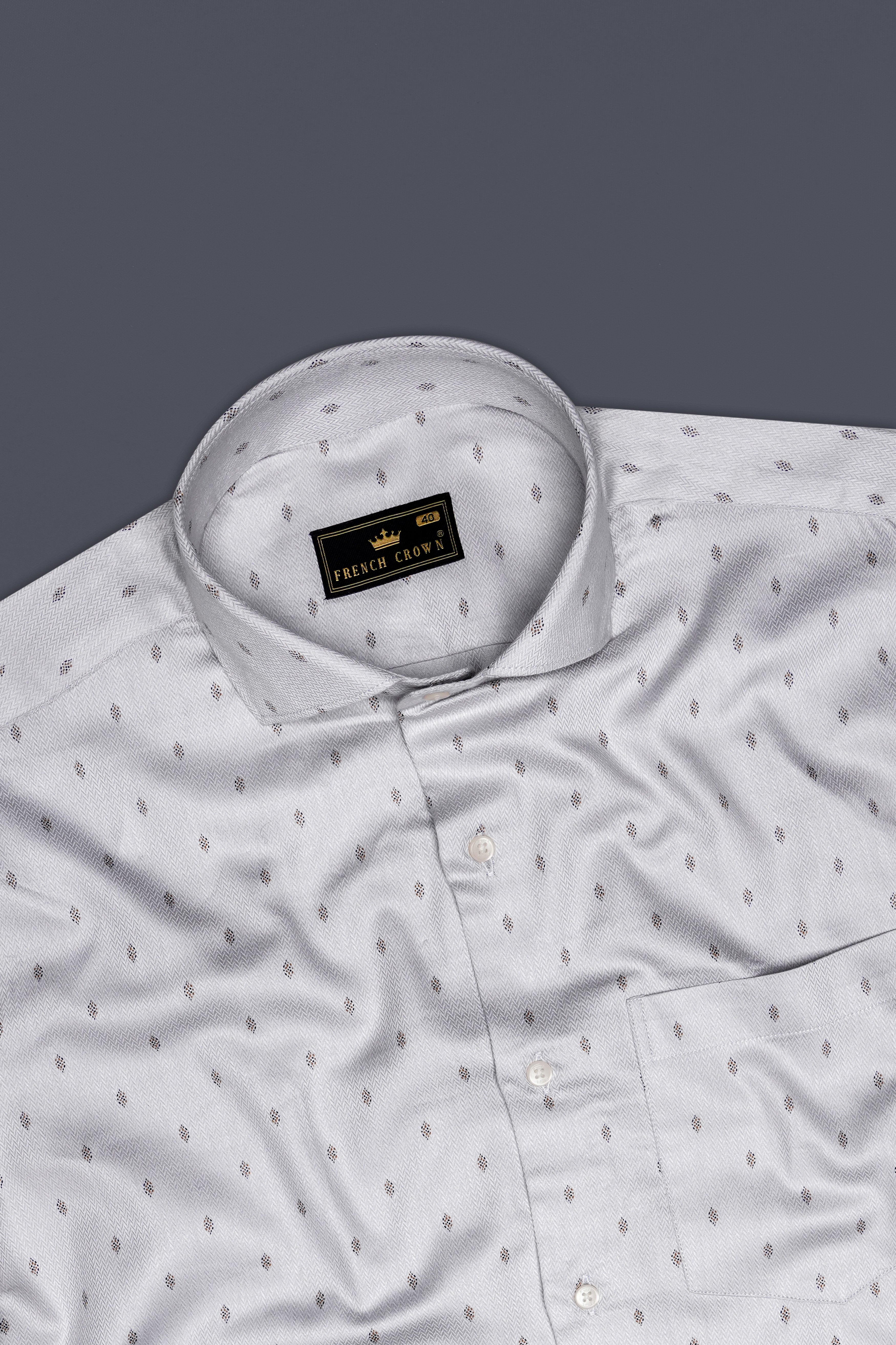 Gizanoir-Ghost Gray Printed Dobby Premium Giza Cotton Casual Shirt