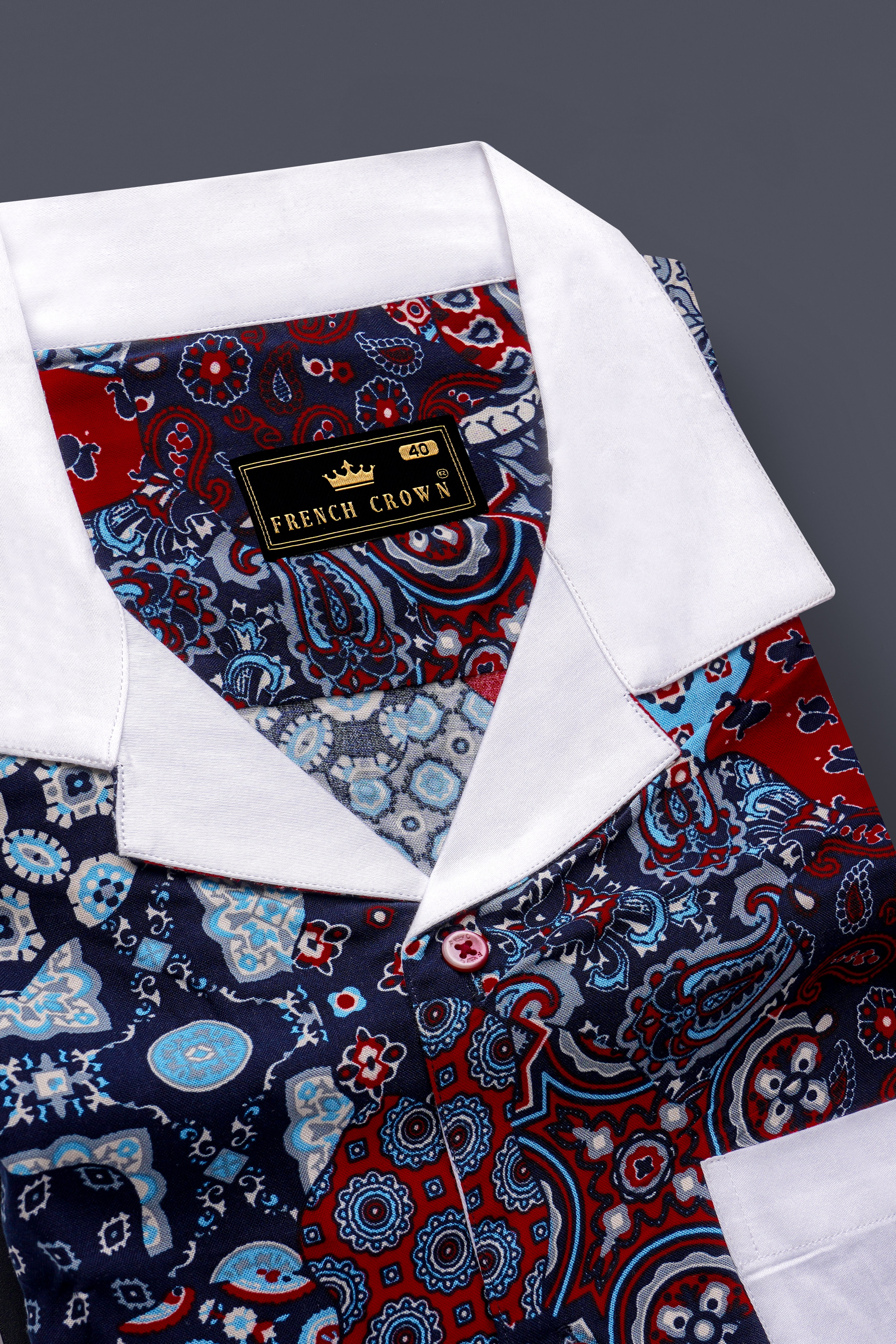 Tencraze-Mirage Blue And Monza Red Multicolour Printed Premium Tencel Designer Casual Shirt