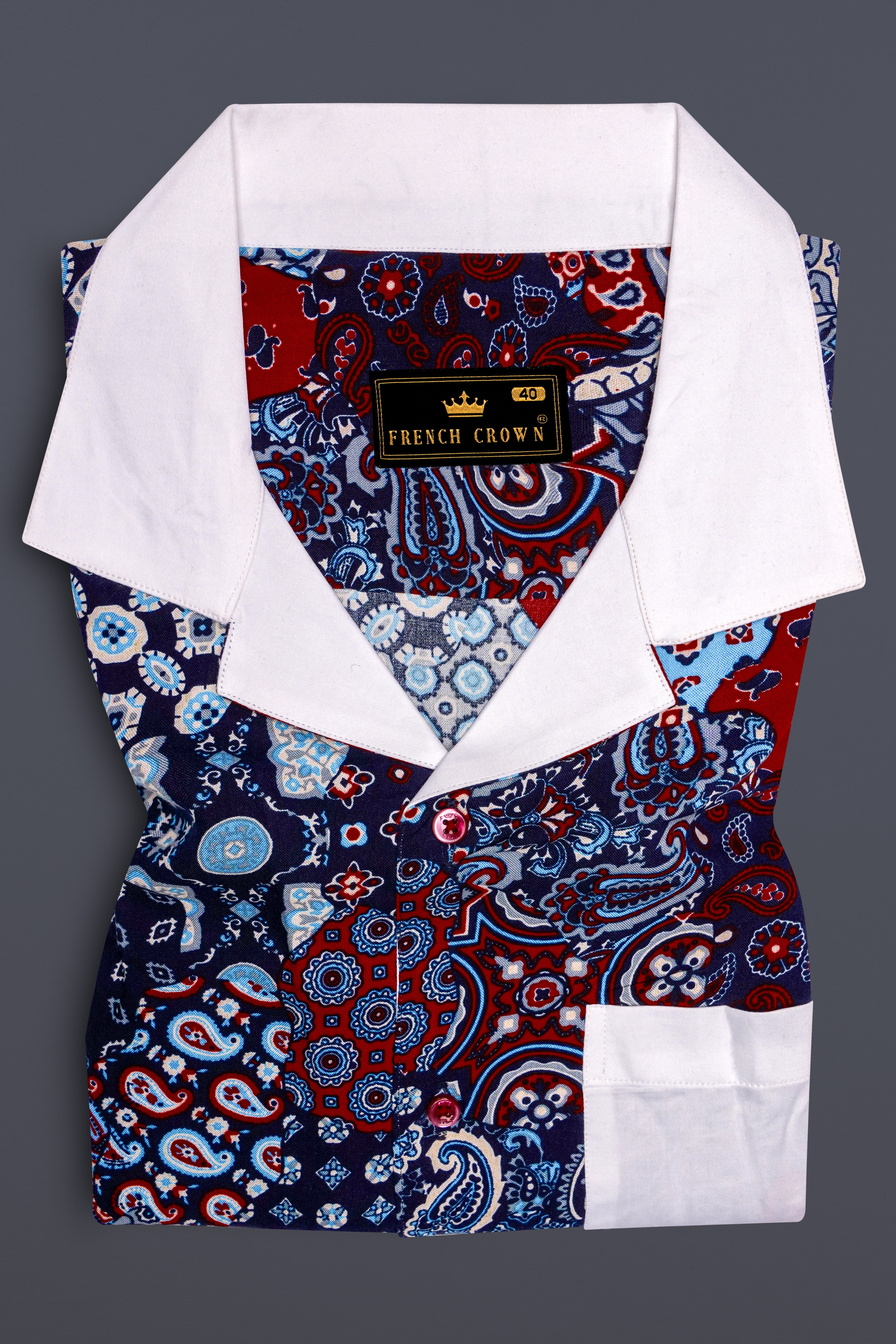 Tencraze-Mirage Blue And Monza Red Multicolour Printed Premium Tencel Designer Casual Shirt