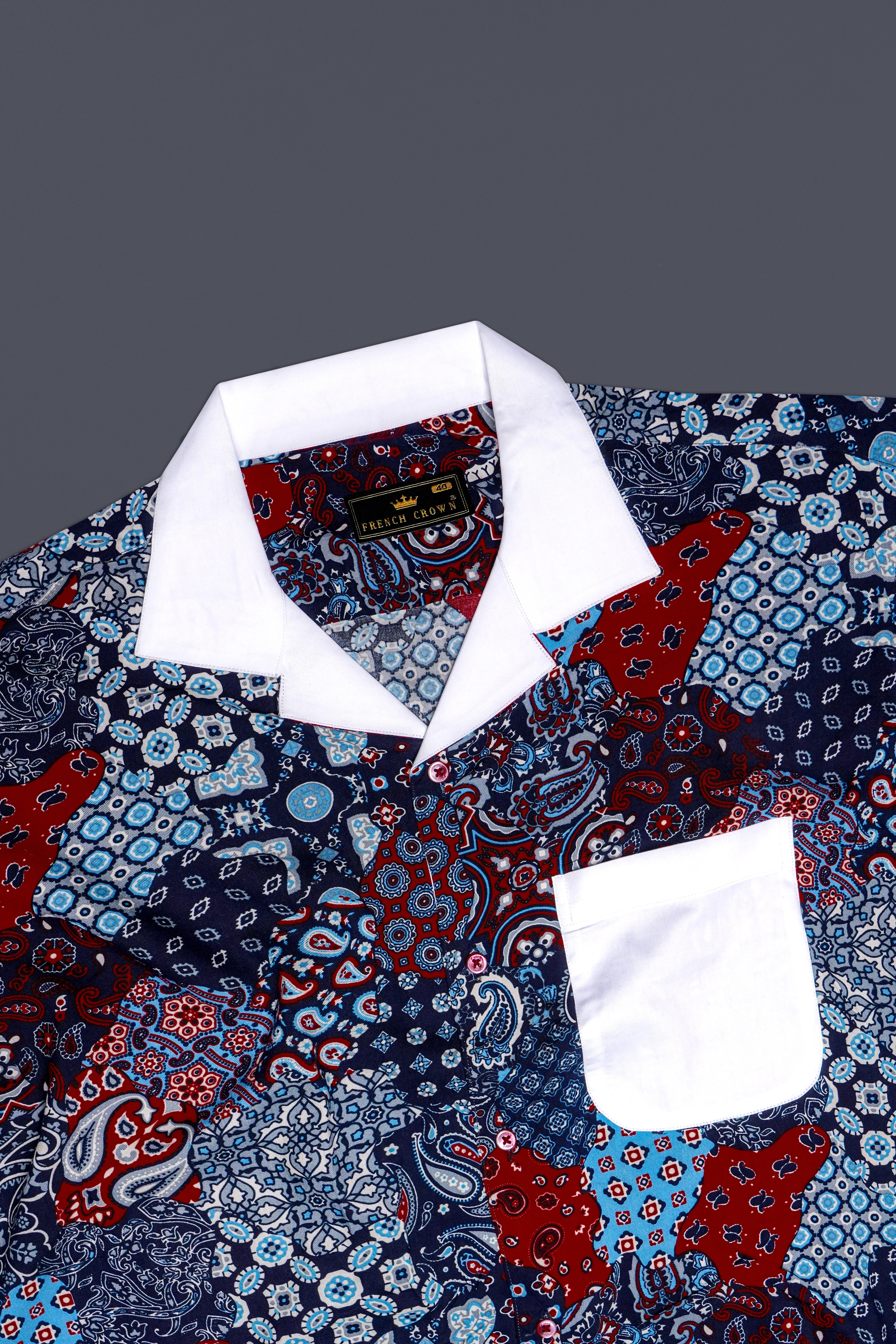 Tencraze-Mirage Blue And Monza Red Multicolour Printed Premium Tencel Designer Casual Shirt