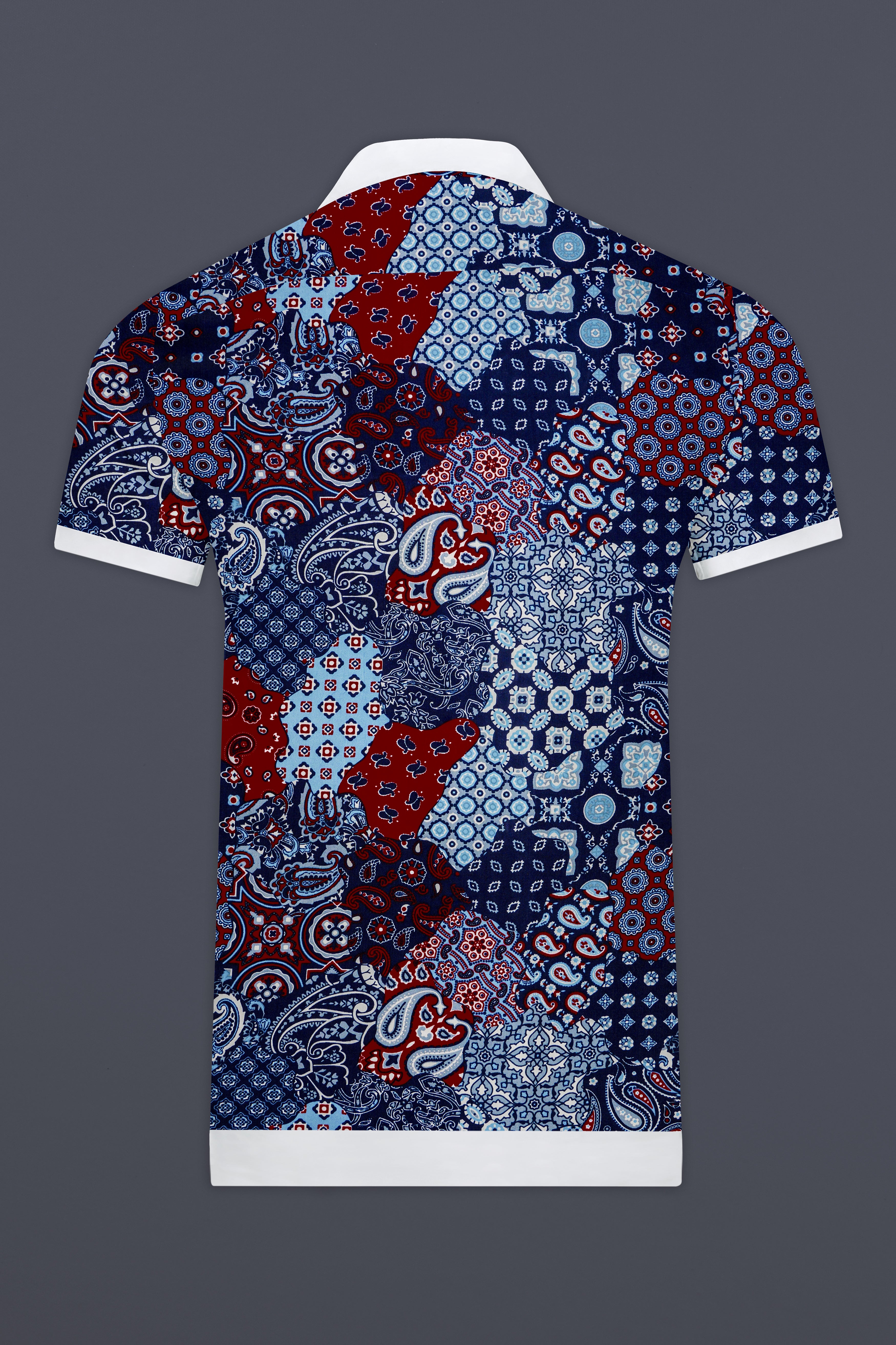 Tencraze-Mirage Blue And Monza Red Multicolour Printed Premium Tencel Designer Casual Shirt