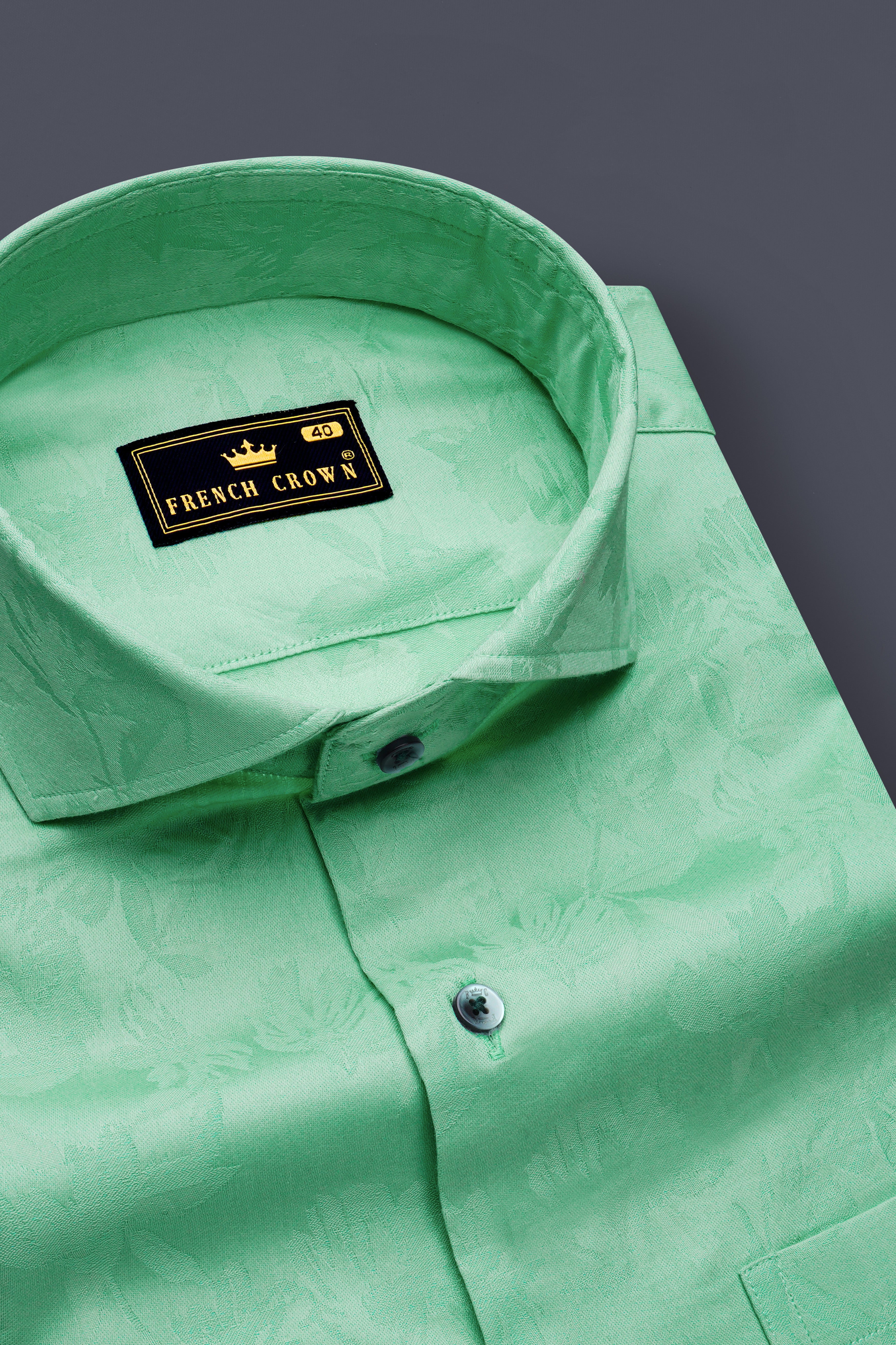 Aquilux-Acapulco Green Jacquard Textured Premium Cotton Dress Shirt