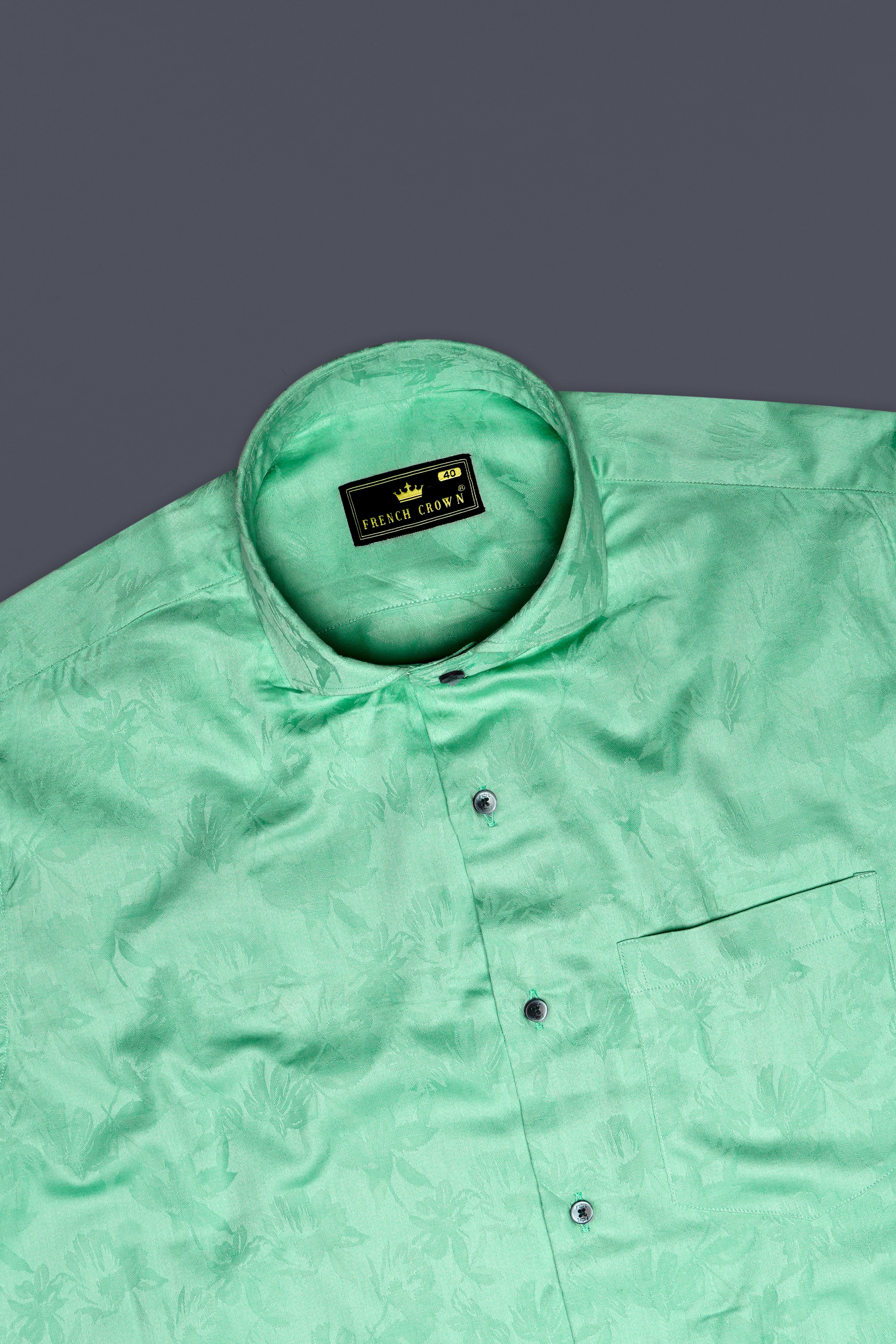 Aquilux-Acapulco Green Jacquard Textured Premium Cotton Dress Shirt
