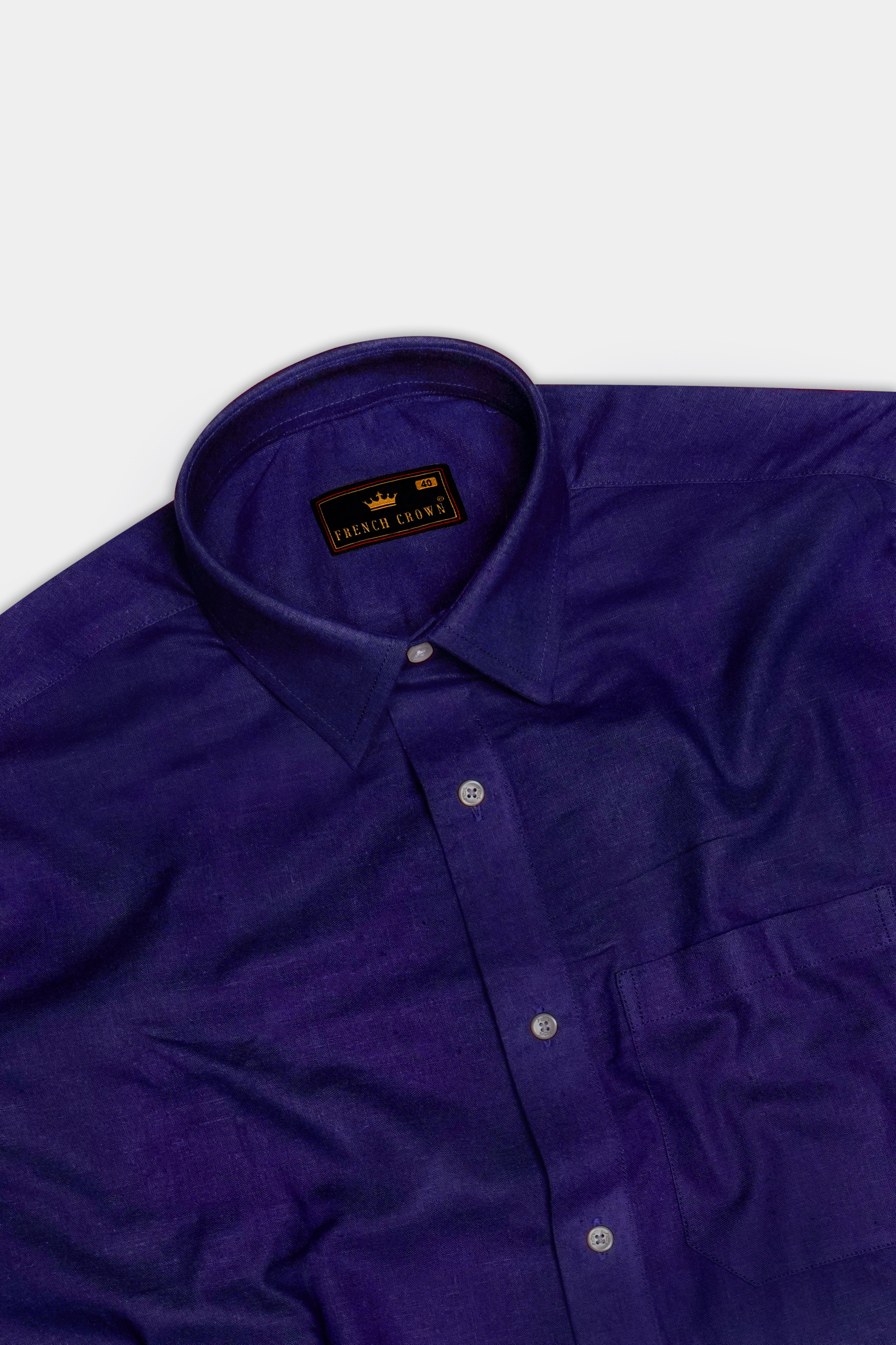 Lustraze-Violent Blue Luxurious Linen Dress Shirt