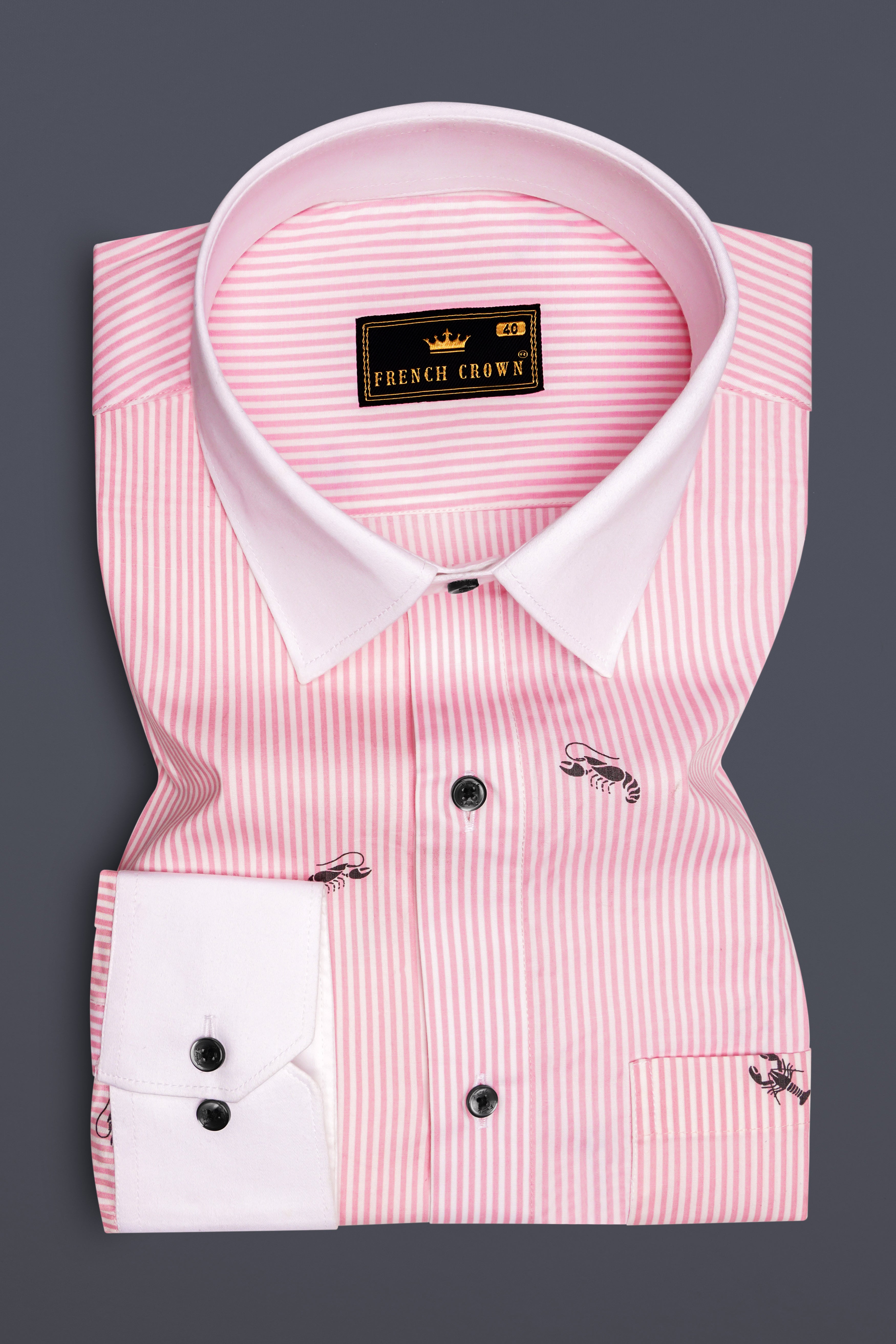 Stingaze-Pastel Pink And Bright White Scorpions Printed Super Soft Premium Semi Formal Shirt