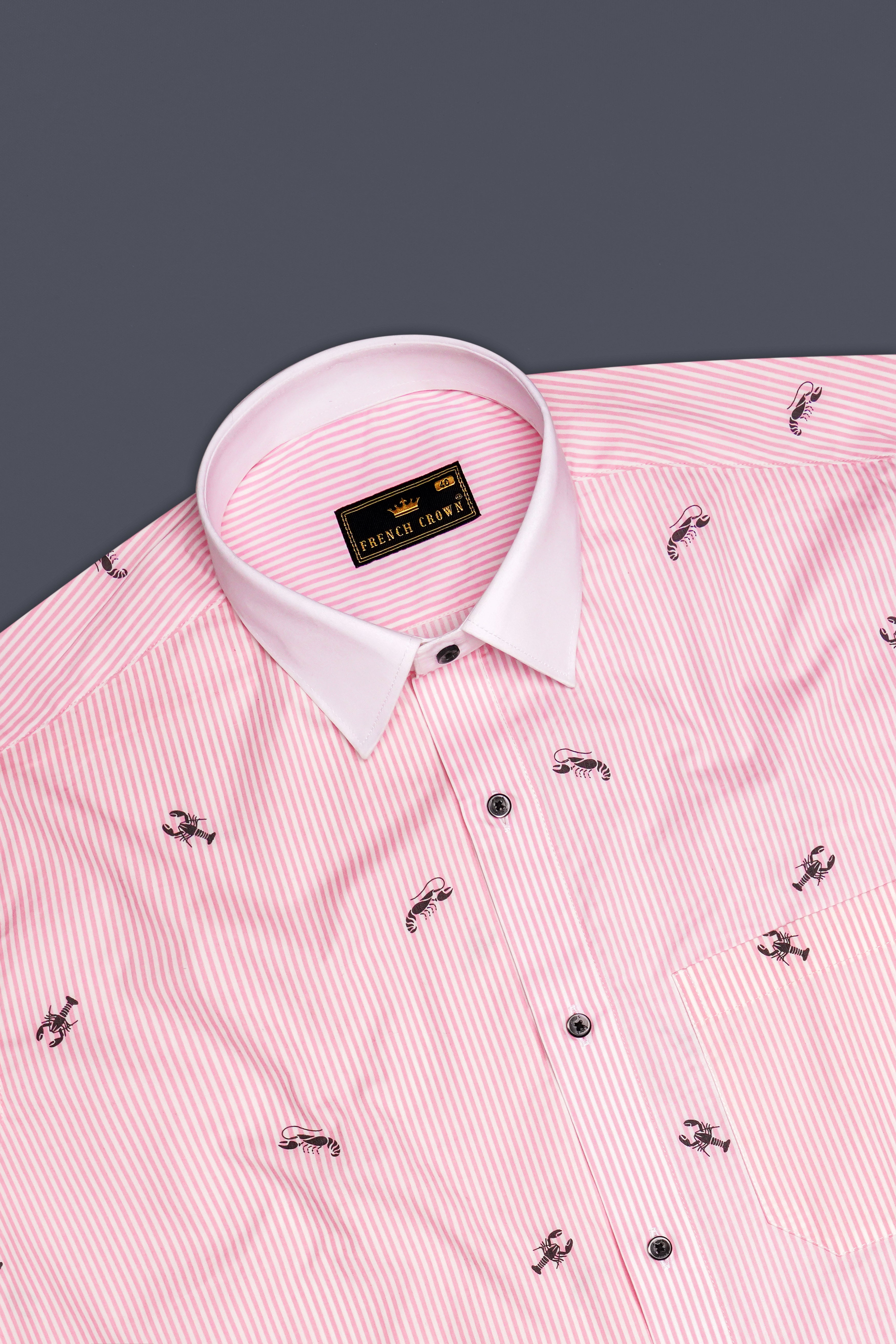 Stingaze-Pastel Pink And Bright White Scorpions Printed Super Soft Premium Semi Dress Shirt 13752-WCC-BLK-38, 13752-WCC-BLK-H-38, 13752-WCC-BLK-39, 13752-WCC-BLK-H-39, 13752-WCC-BLK-40, 13752-WCC-BLK-H-40, 13752-WCC-BLK-42, 13752-WCC-BLK-H-42, 13752-WCC-BLK-44, 13752-WCC-BLK-H-44, 13752-WCC-BLK-46, 13752-WCC-BLK-H-46, 13752-WCC-BLK-48, 13752-WCC-BLK-H-48, 13752-WCC-BLK-50, 13752-WCC-BLK-H-50, 13752-WCC-BLK-52, 13752-WCC-BLK-H-52