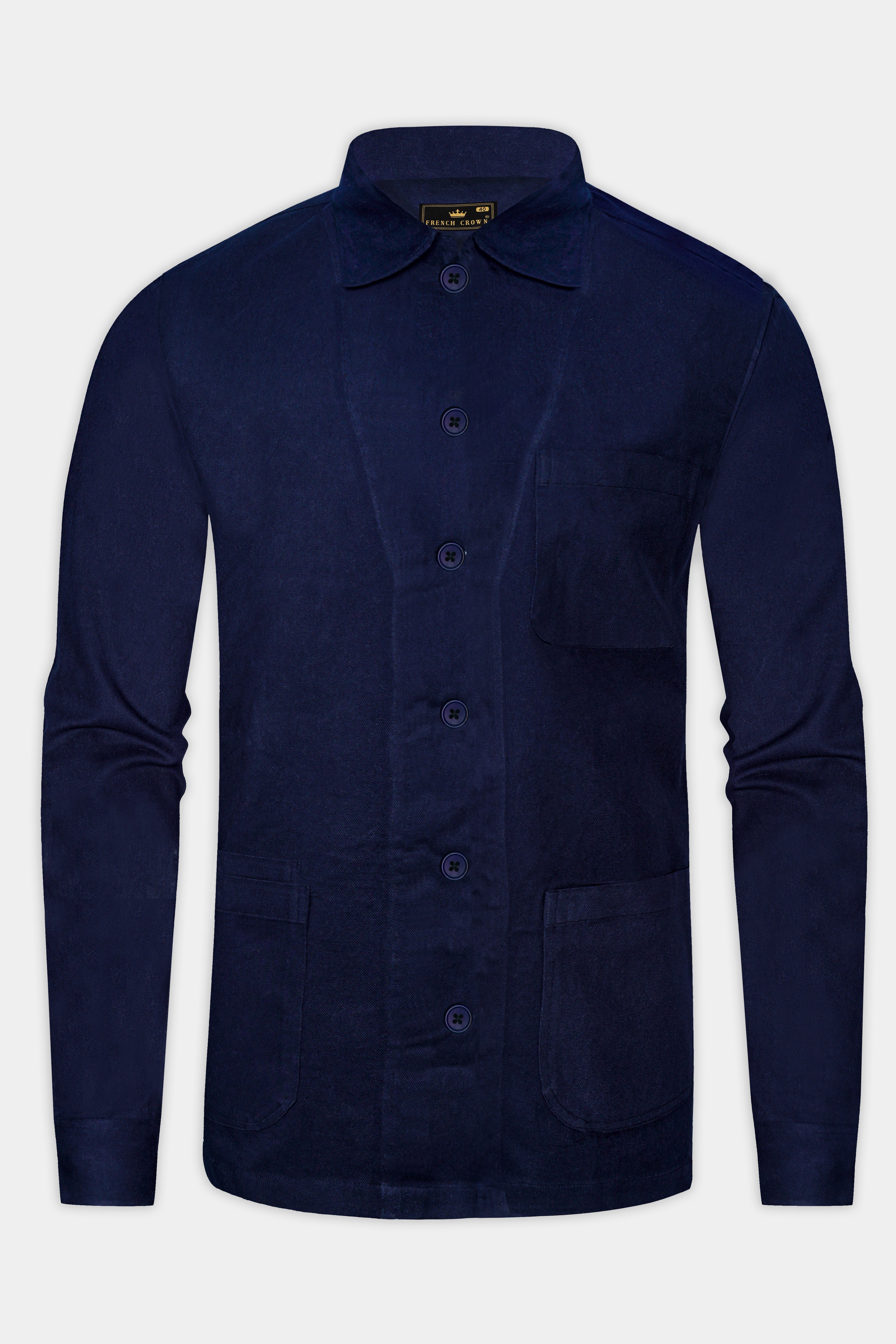 Snuglit-Firefly Blue Textured Super Soft Premium Flannel Cotton Casual Shirt
