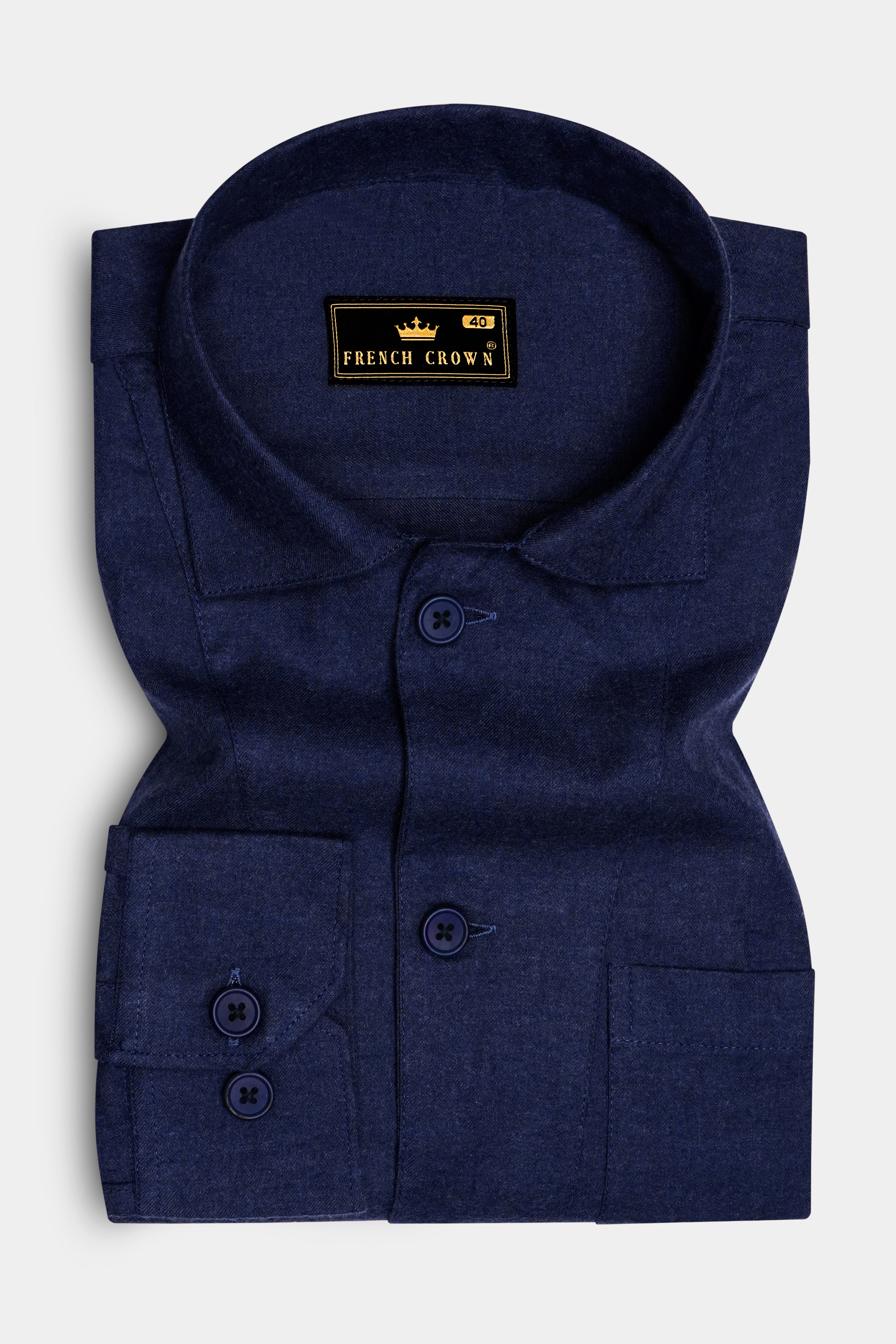 Snuglit-Firefly Blue Textured Super Soft Premium Flannel Cotton Casual Shirt