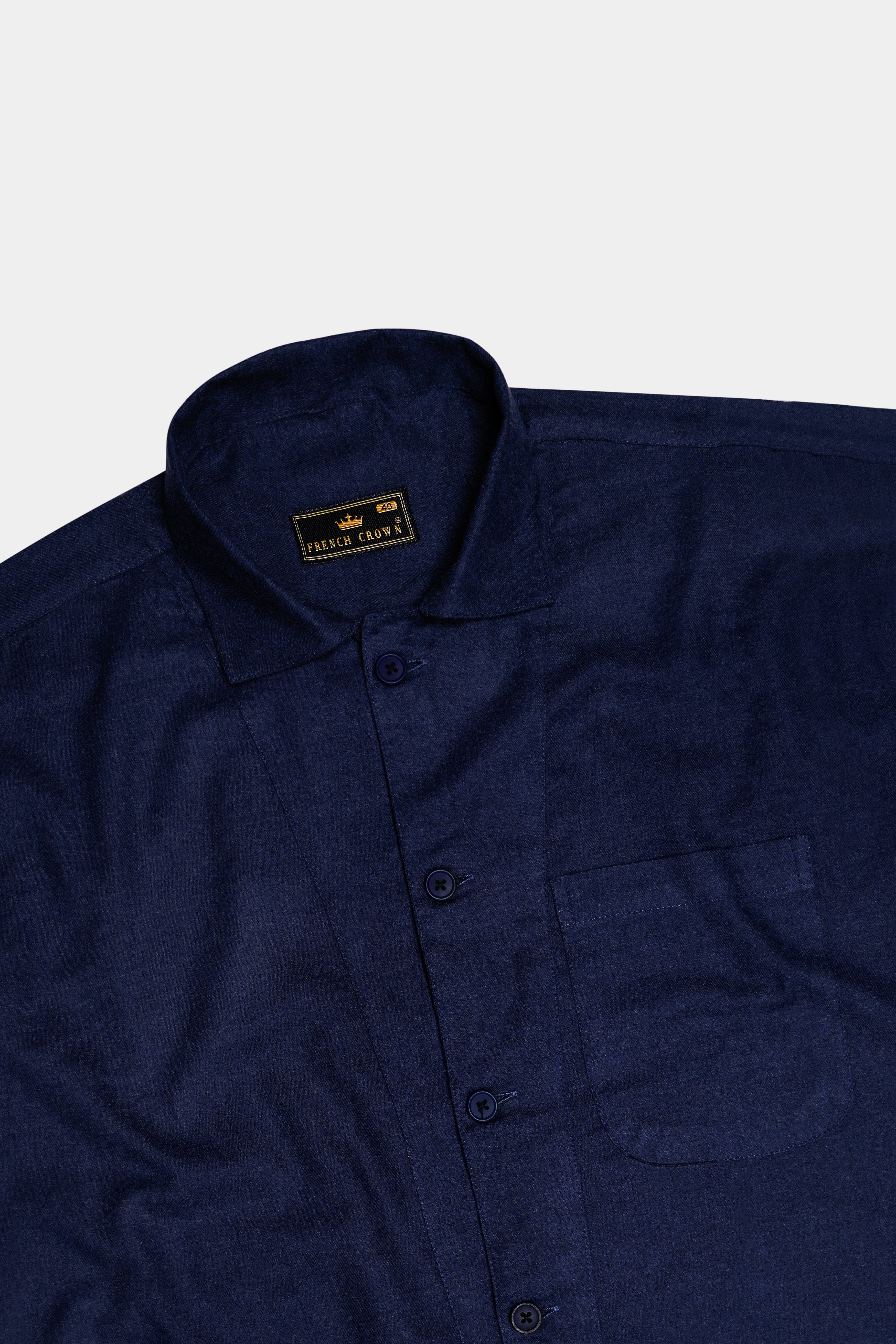 Snuglit-Firefly Blue Textured Super Soft Premium Flannel Cotton Casual Shirt