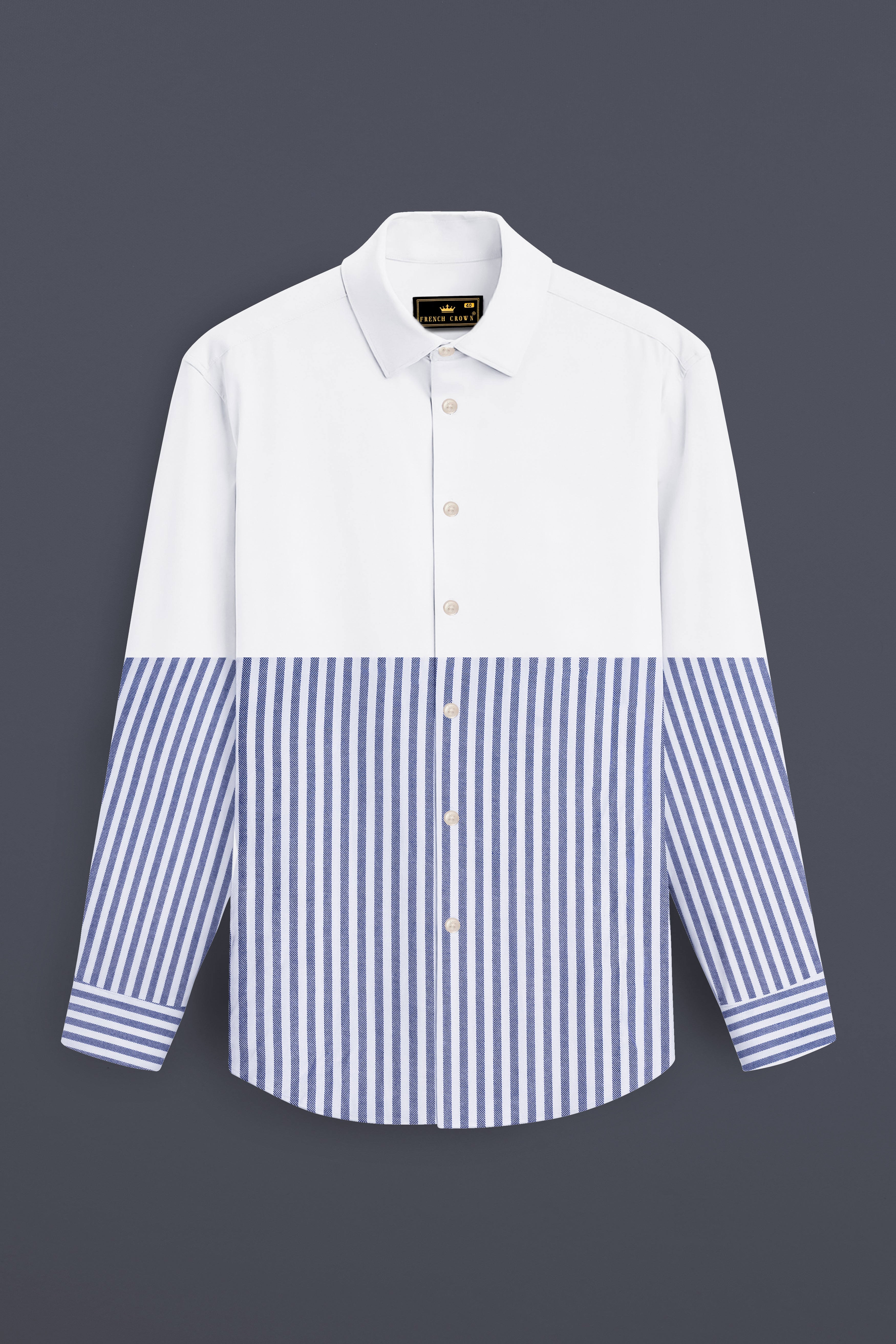 Vistone-Tealish Blue And Bright White Half Striped SuperSoft Premium Casual Designer Shirt