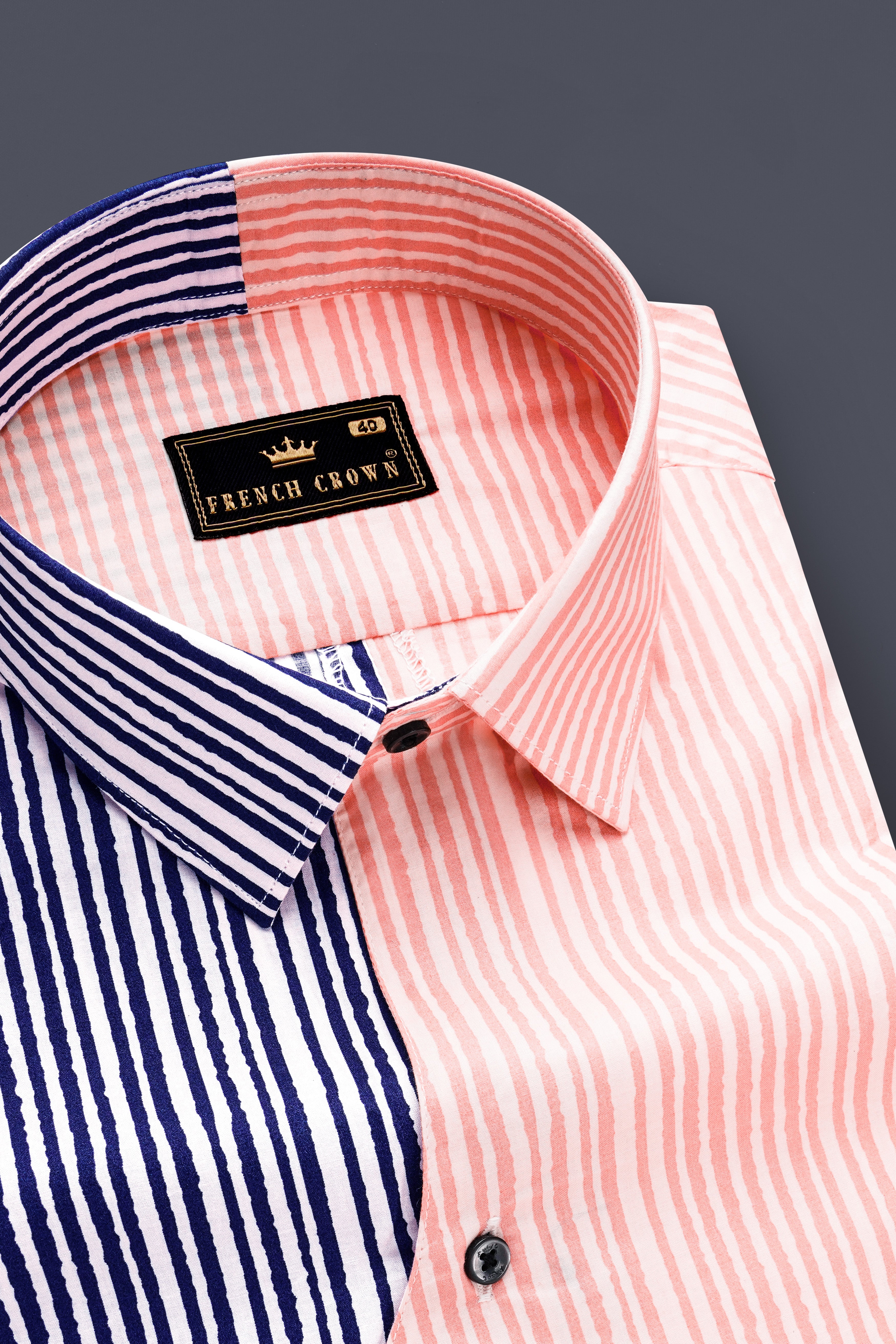 Bivalen-Biscay Blue And Mandys Pink Striped Subtle Sheen Super Soft Premium Cotton Designer Casual Shirt