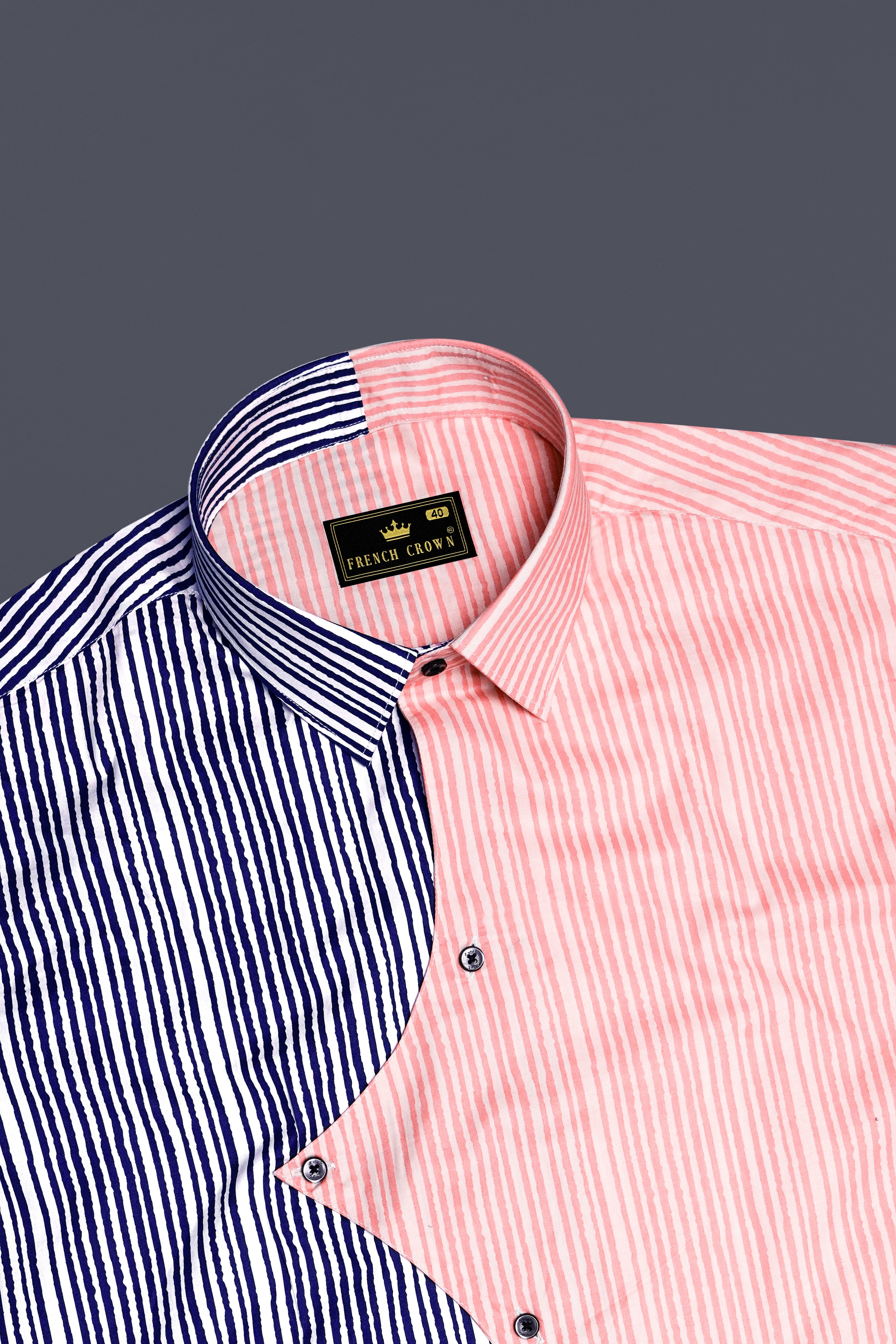 Bivalen-Biscay Blue And Mandys Pink Striped Subtle Sheen Super Soft Premium Cotton Designer Casual Shirt