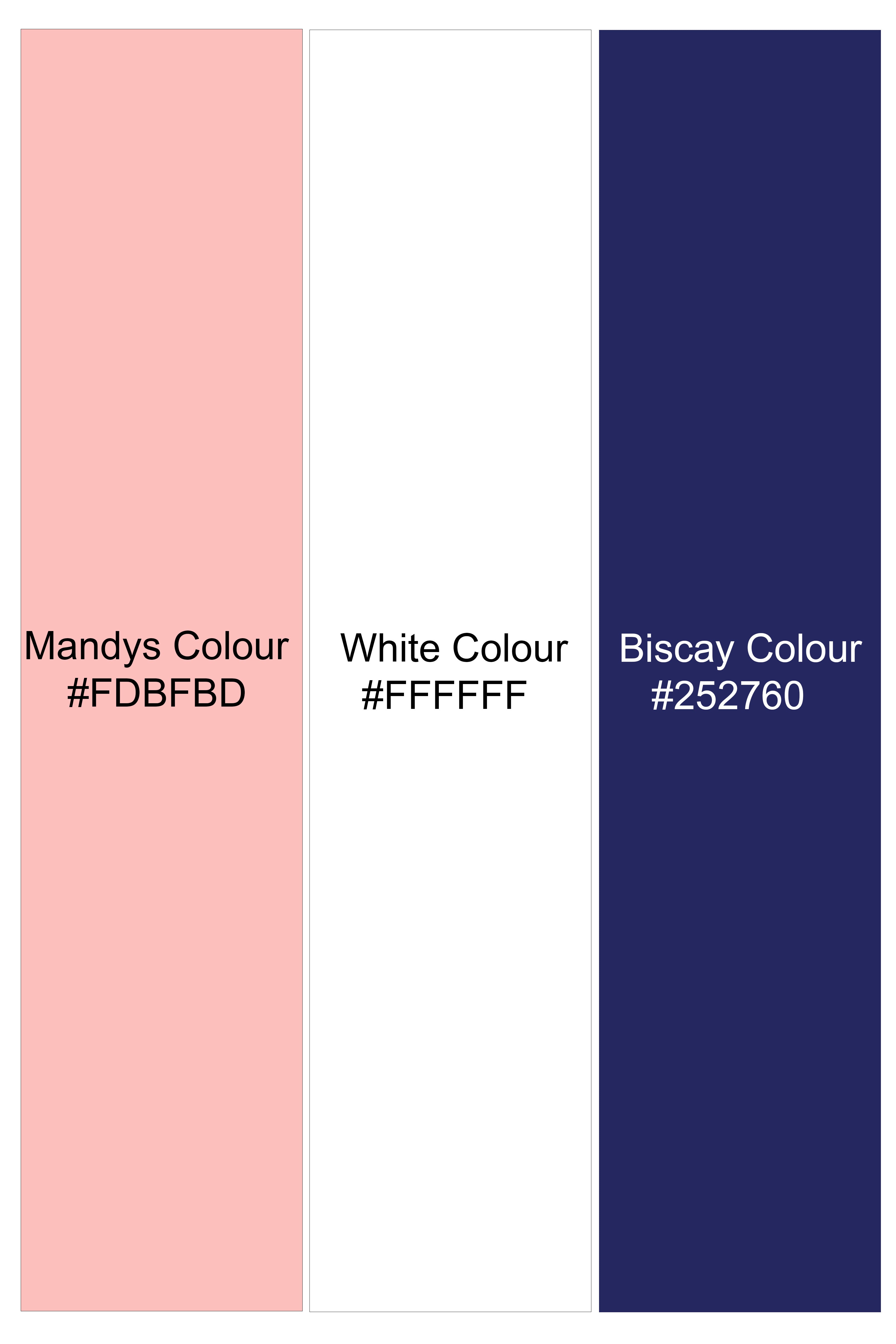 Bivalen-Biscay Blue And Mandys Pink Striped Subtle Sheen Super Soft Premium Cotton Designer Casual Shirt
