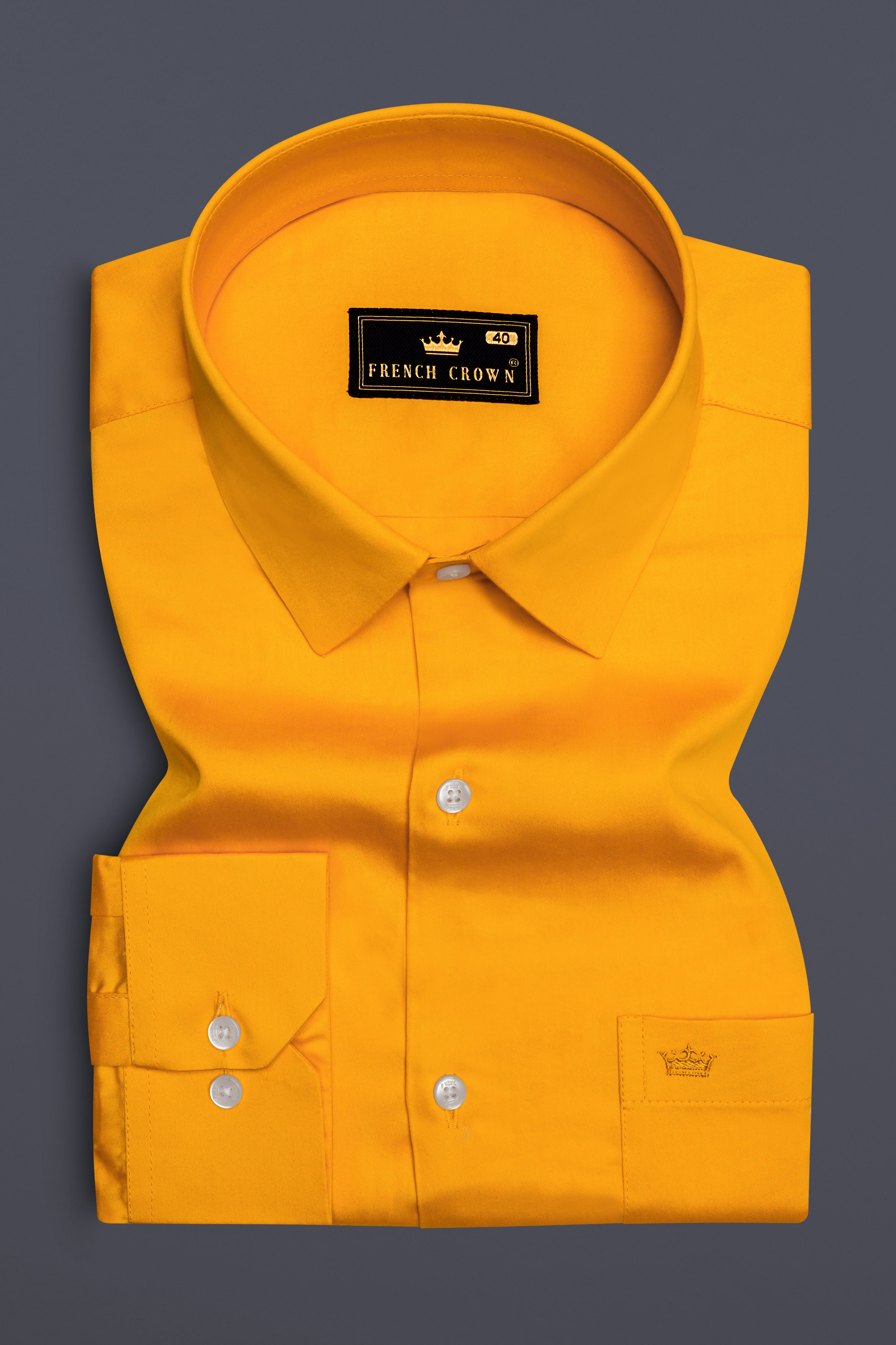 Zestine-Squash Yellow Subtle Sheen Super Soft Premium Cotton Dress Shirt