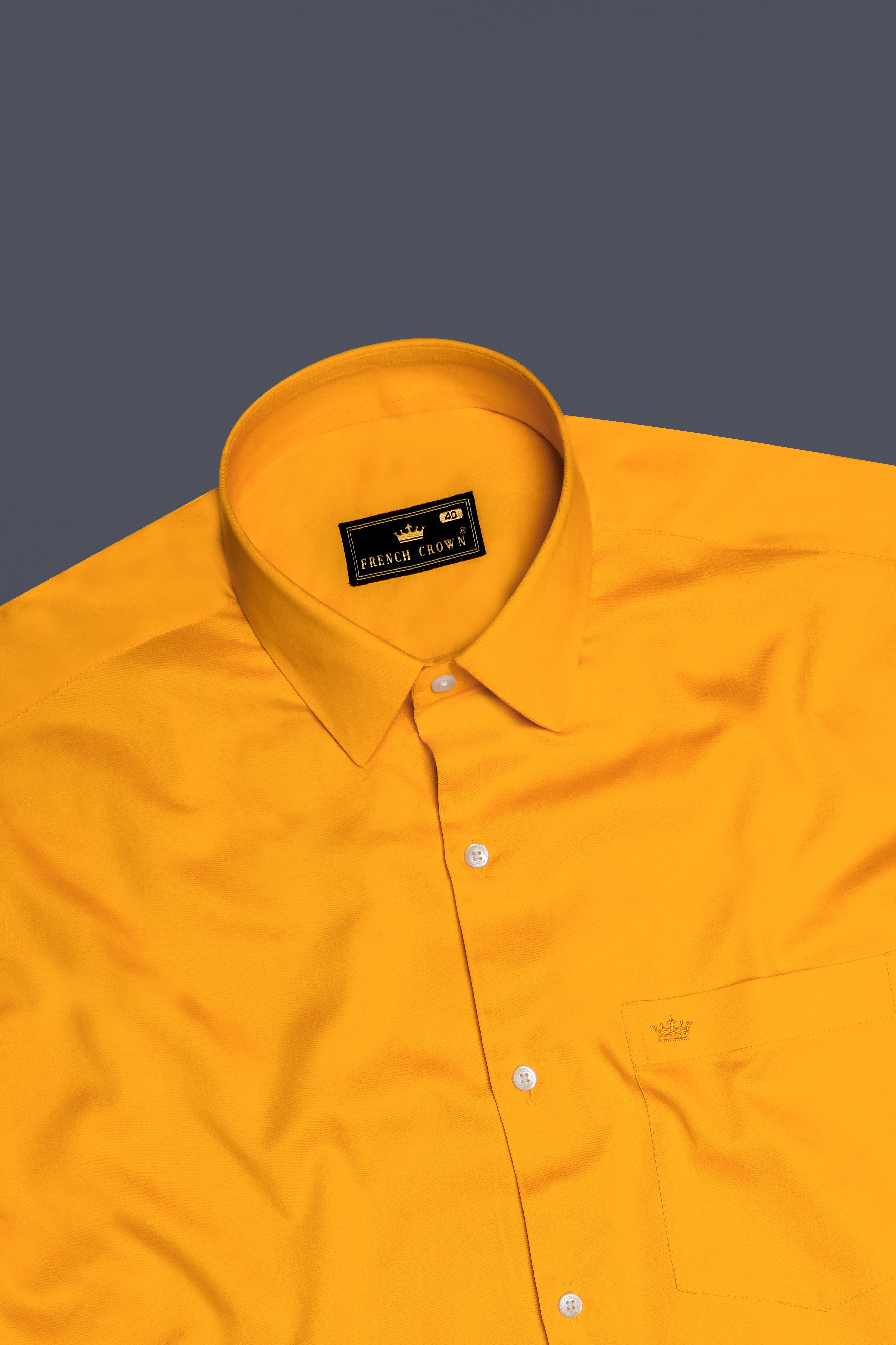 Zestine-Squash Yellow Subtle Sheen Super Soft Premium Cotton Dress Shirt
