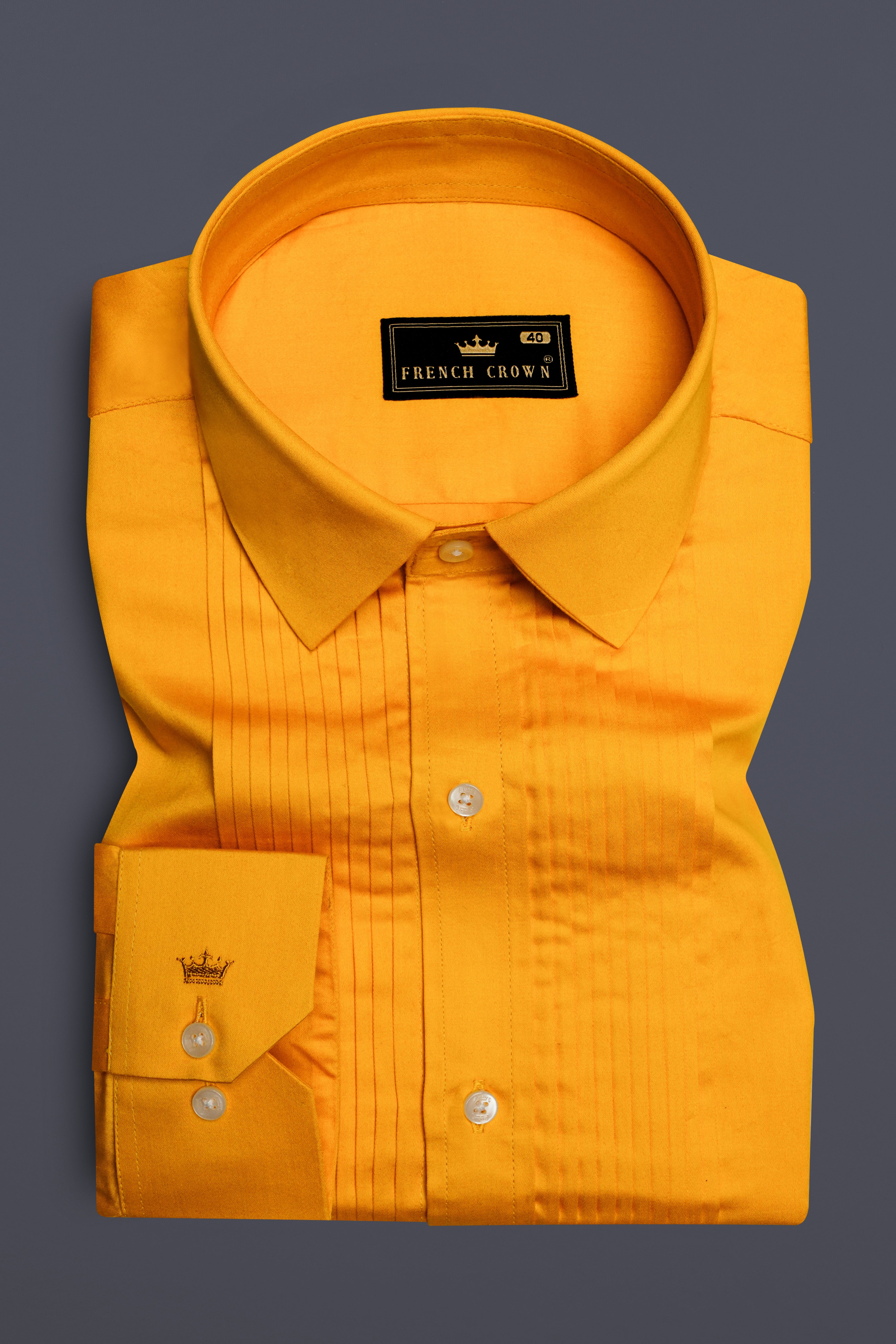 Zestine-Squash Yellow Subtle Sheen Super Soft Premium Cotton Dress Tuxedo Shirt