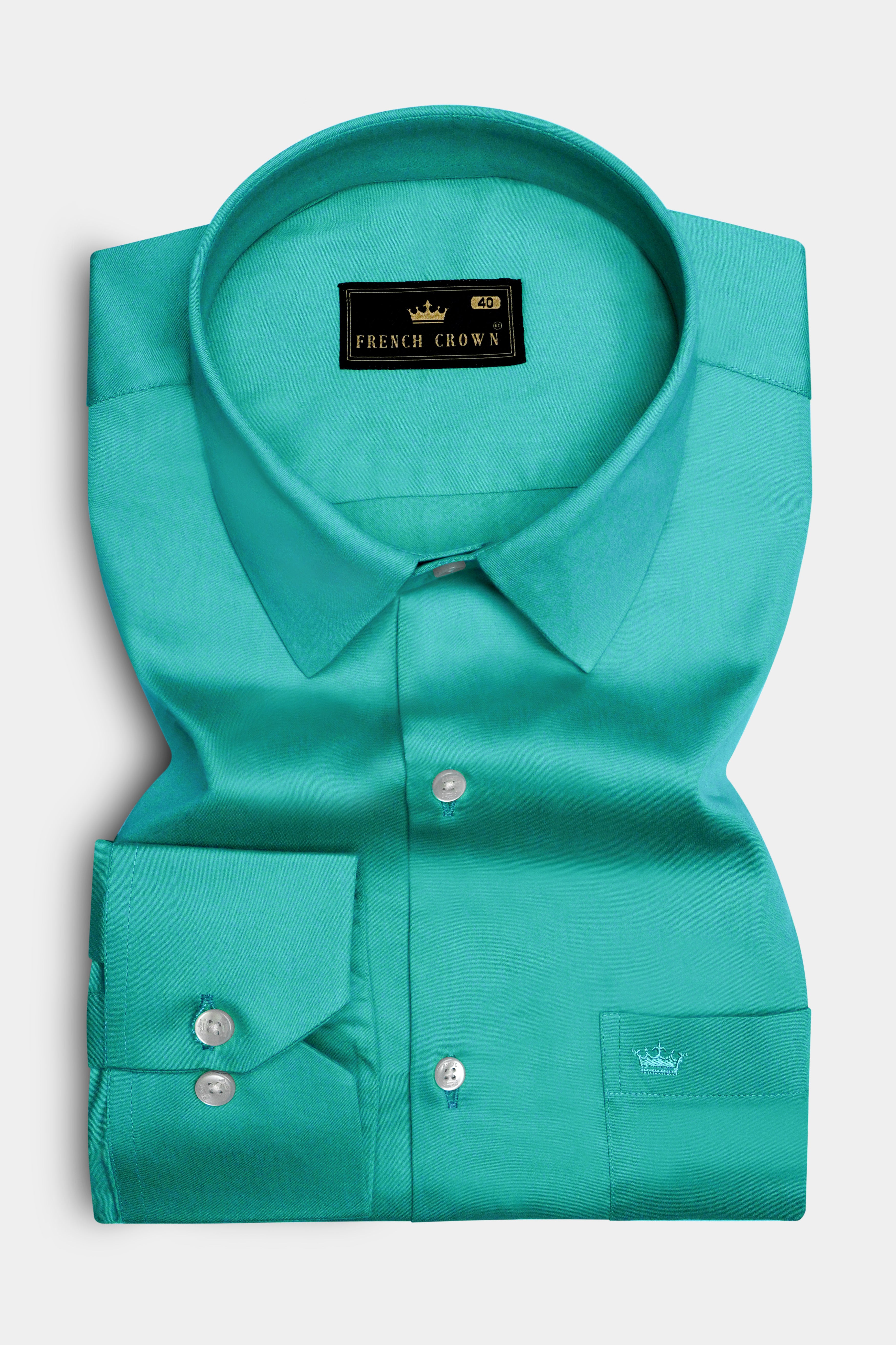 Royalin-Persian Blue Subtle Sheen Super Soft Premium Cotton Dress Shirt