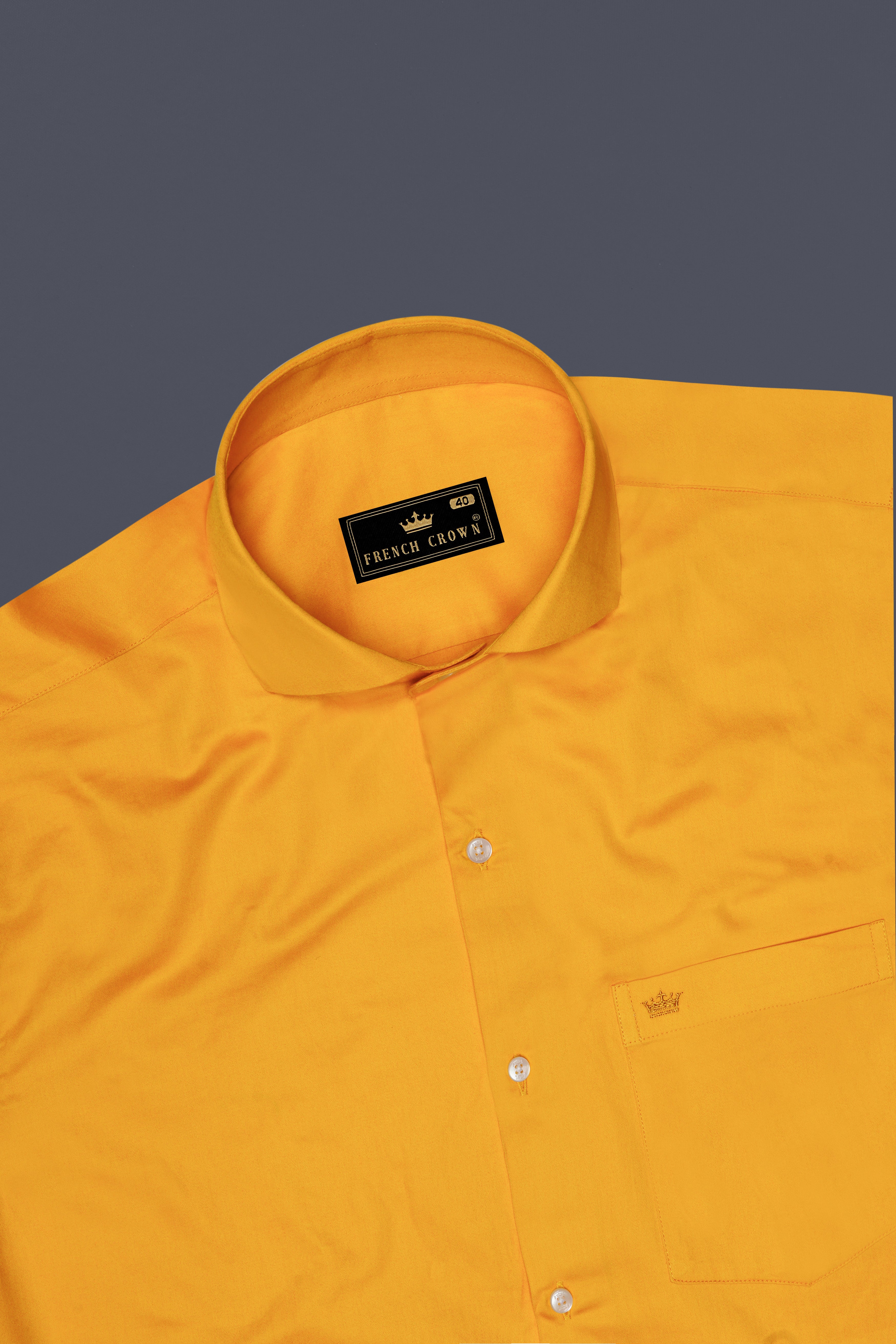 Zestine-Squash Yellow Subtle Sheen Super Soft Premium Cotton Cut Away Collar Dress Shirt