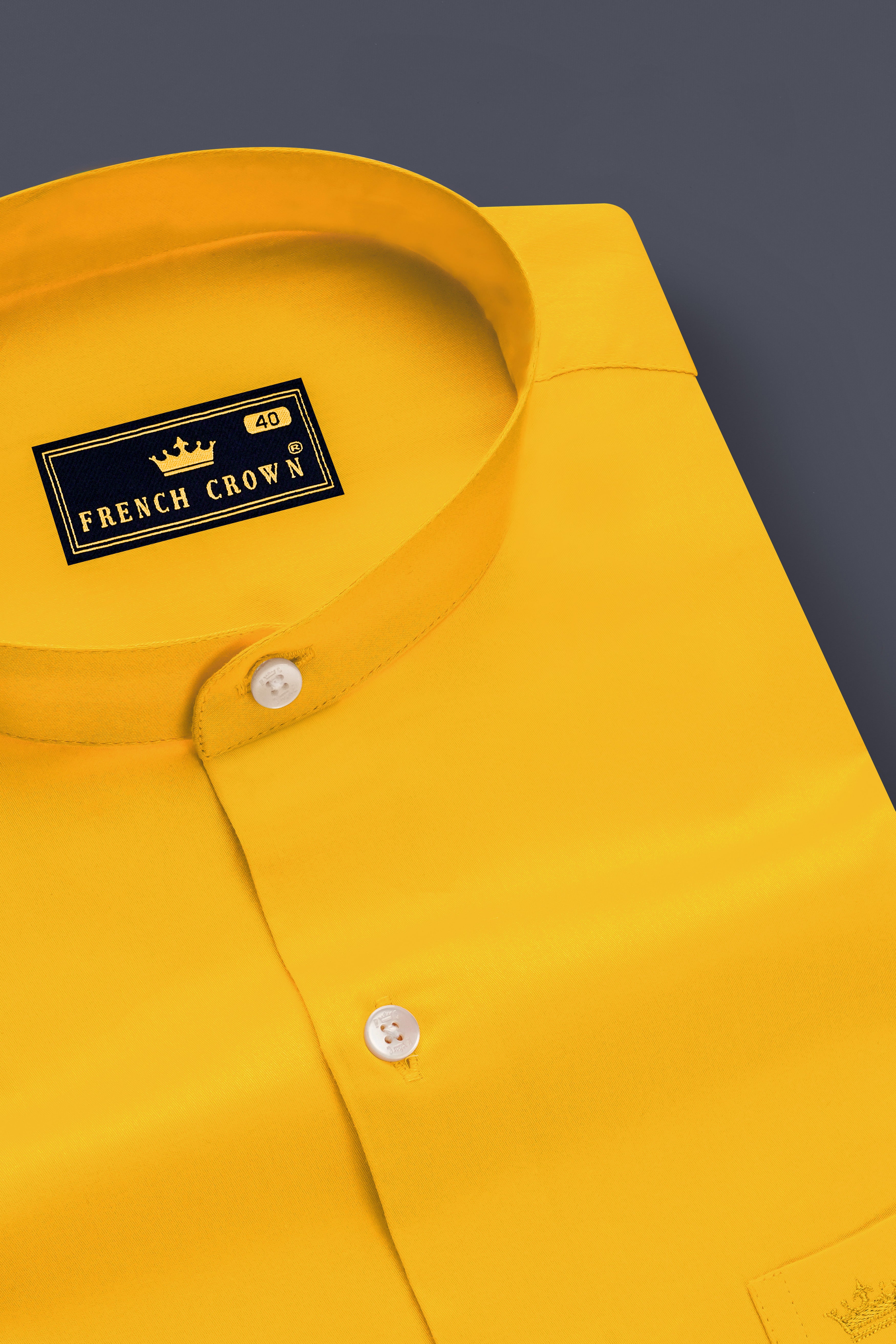 Zestine-Squash Orange Subtle Sheen Super Soft Premium Cotton Casual Mandarin Shirt
