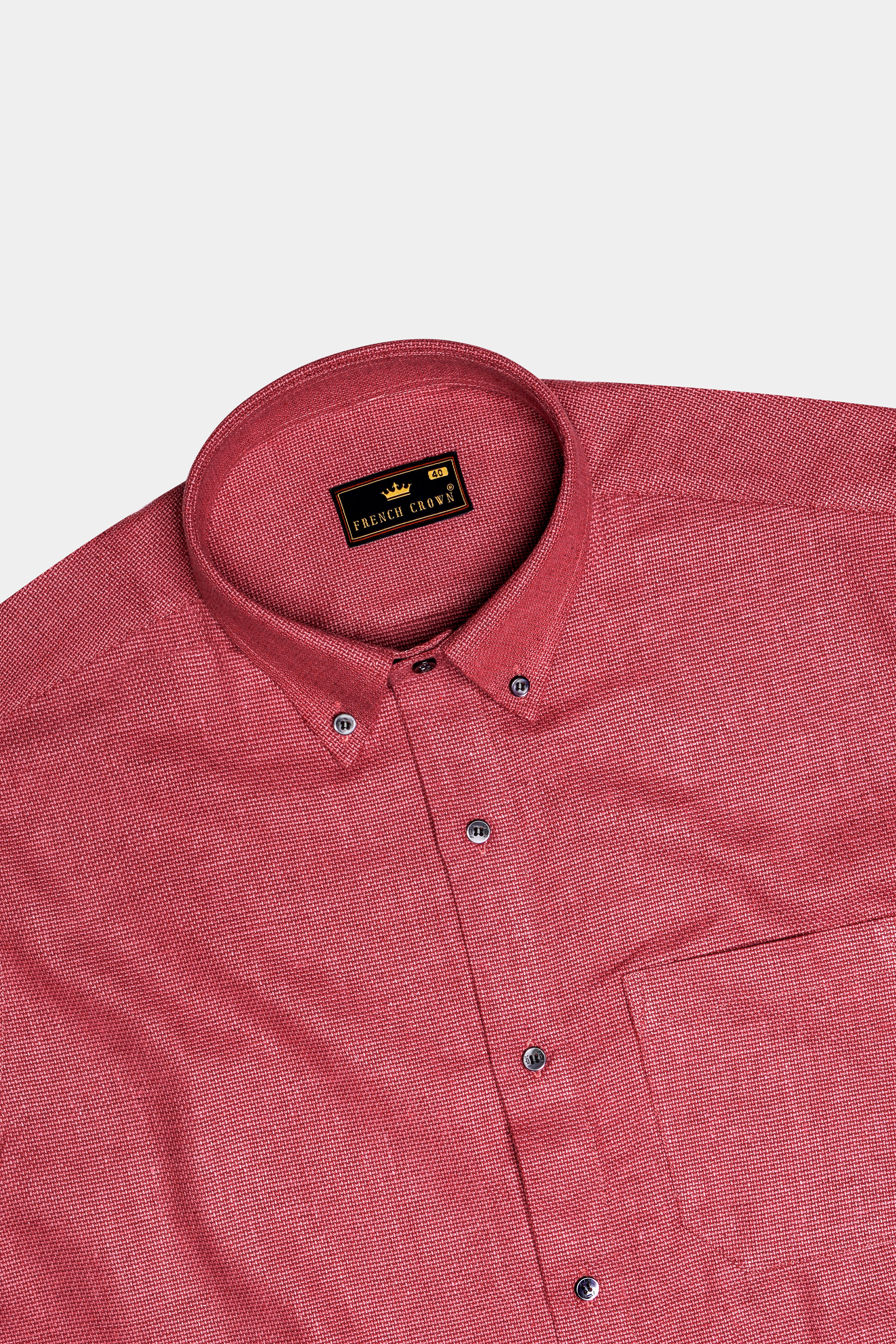 Rouzar-Cadillac Maroon Heavyweight Dobby Textured Premium Giza Cotton Casual Shirt
