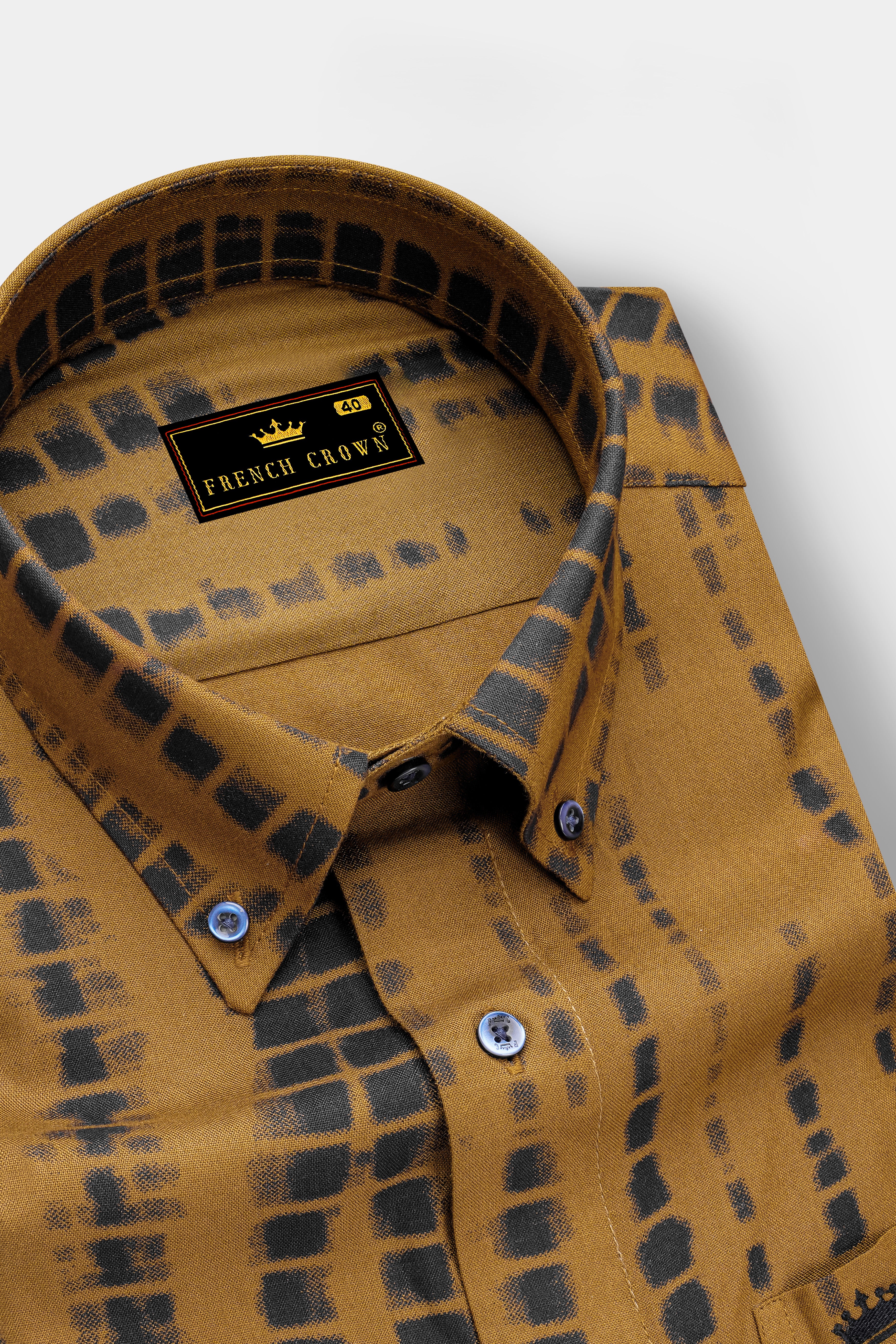 Muzora-Muesli Brown Printed Super Soft Tencel Casual Shirt