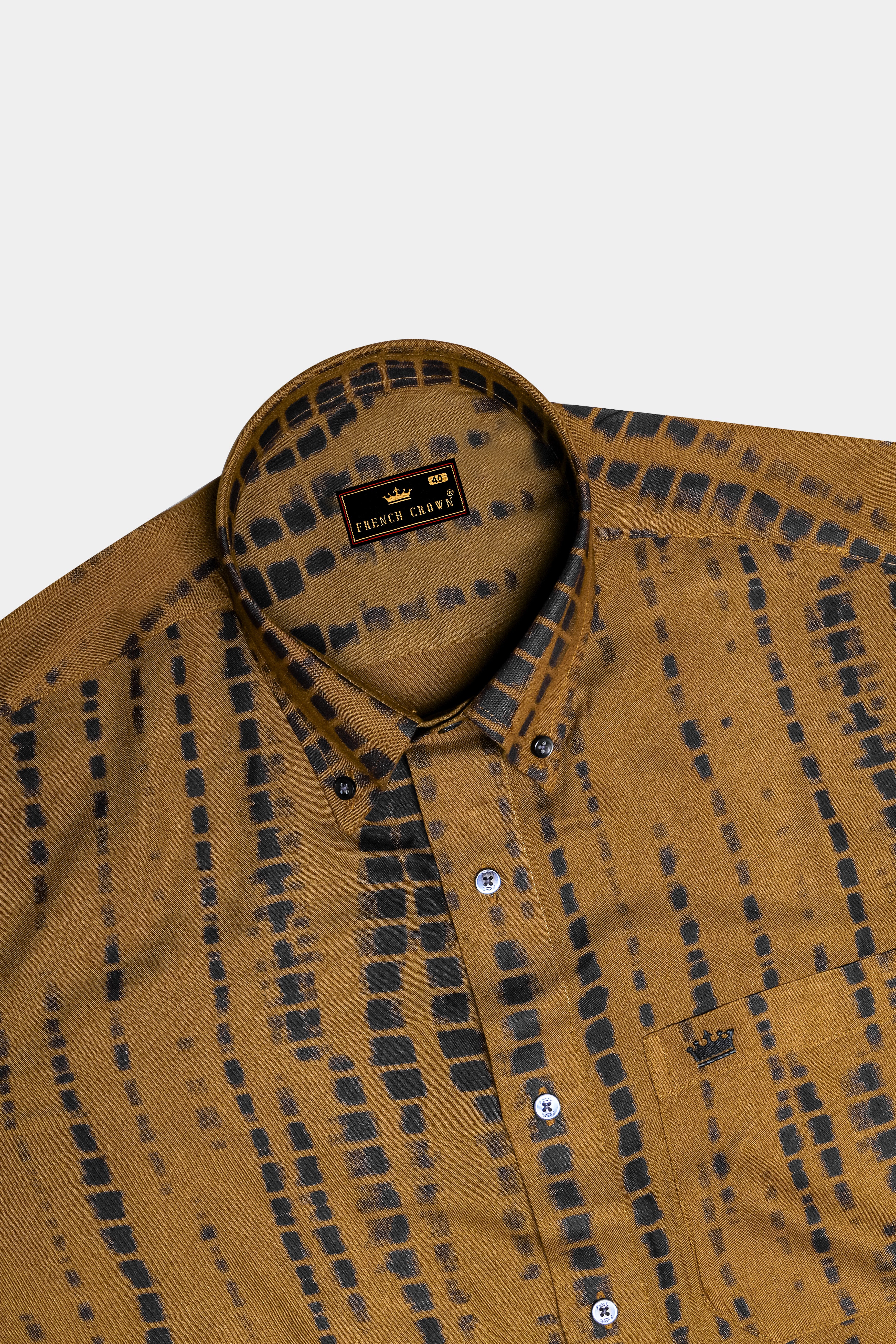 Muzora-Muesli Brown Printed Super Soft Tencel Casual Shirt