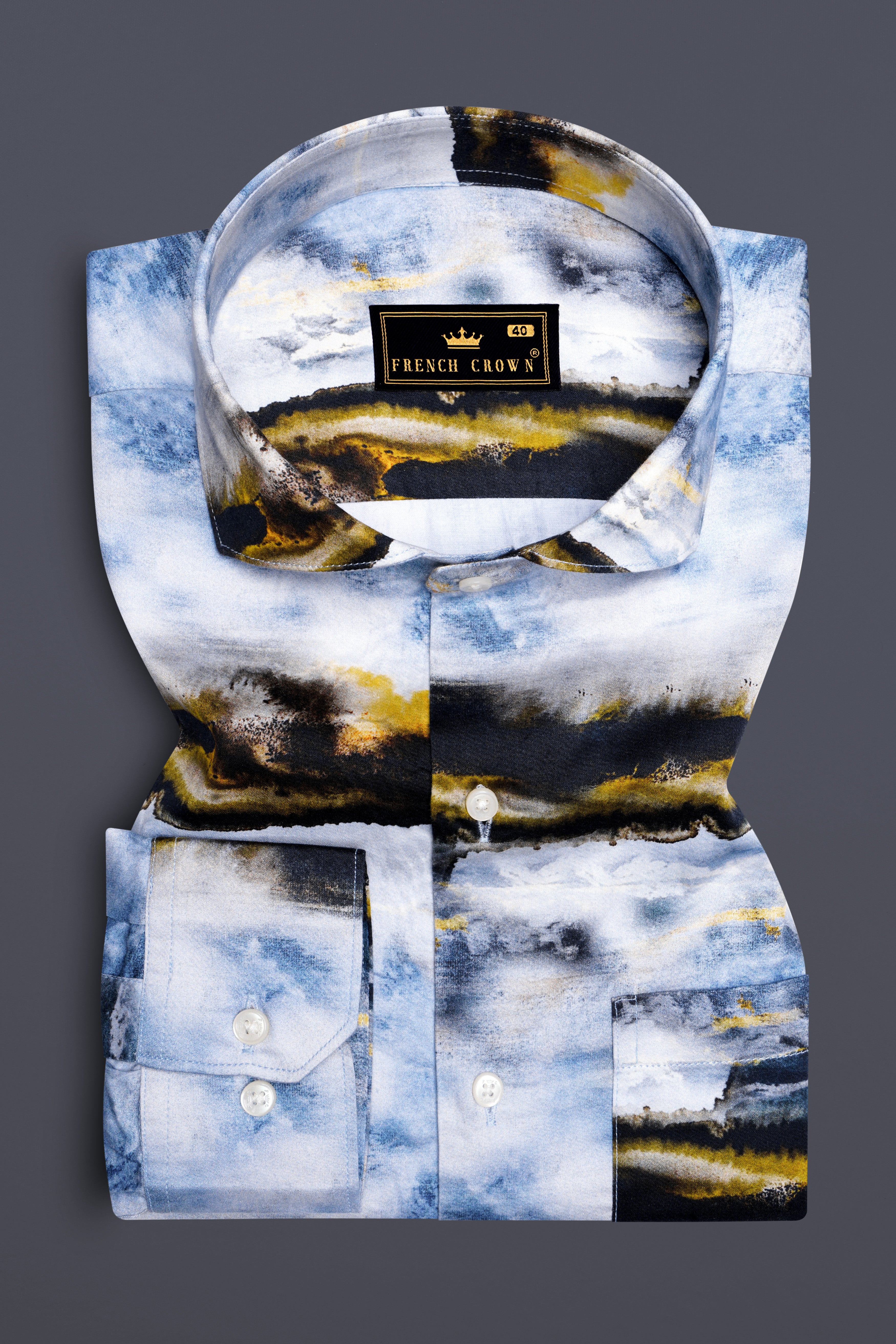 Bluvia-Fiord Blue And Bright White Subtle Sheen Super Soft Premium Cotton Casual Shirt