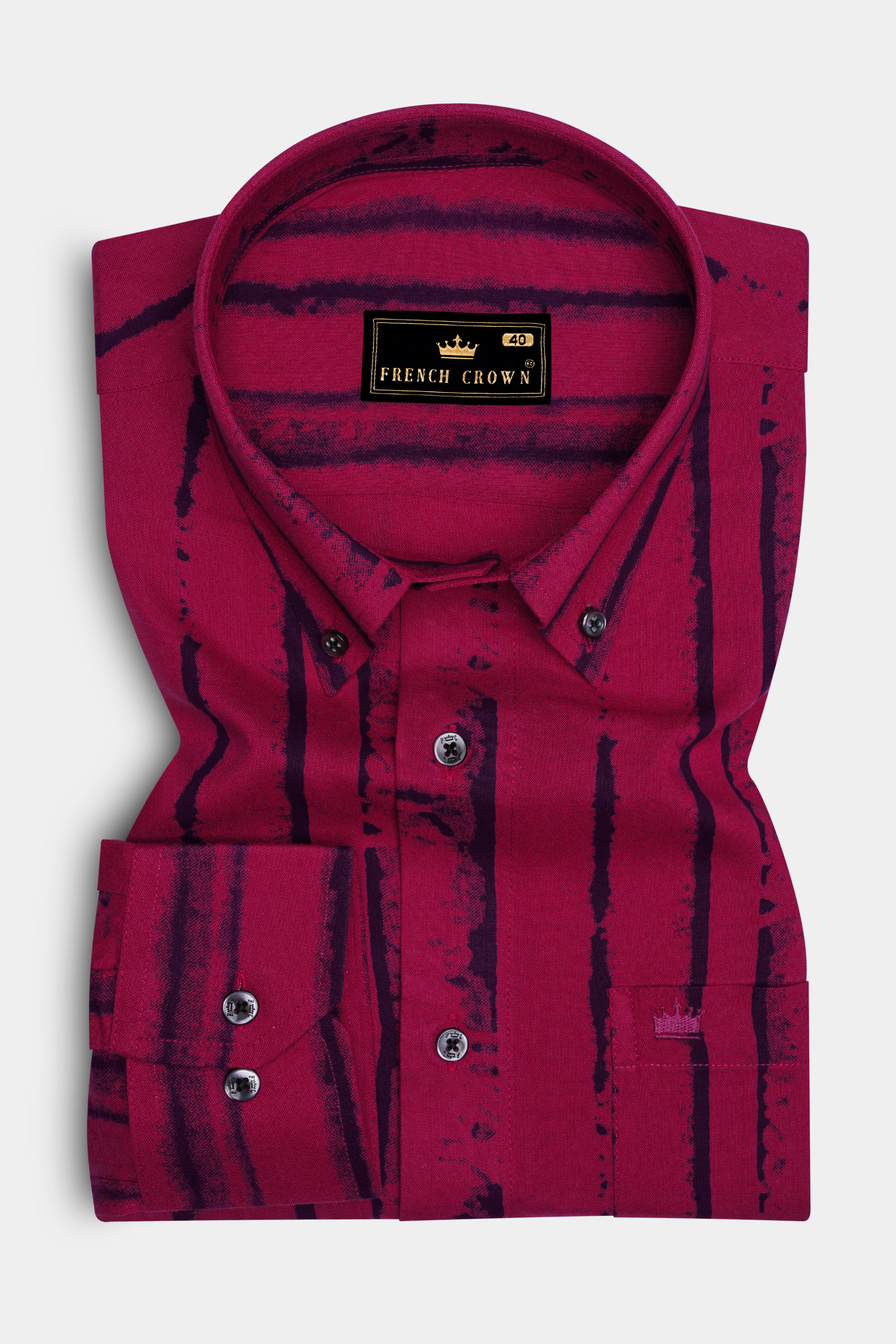 Zephira-Siren Pink Striped Super Soft Tencel Casual Shirt
