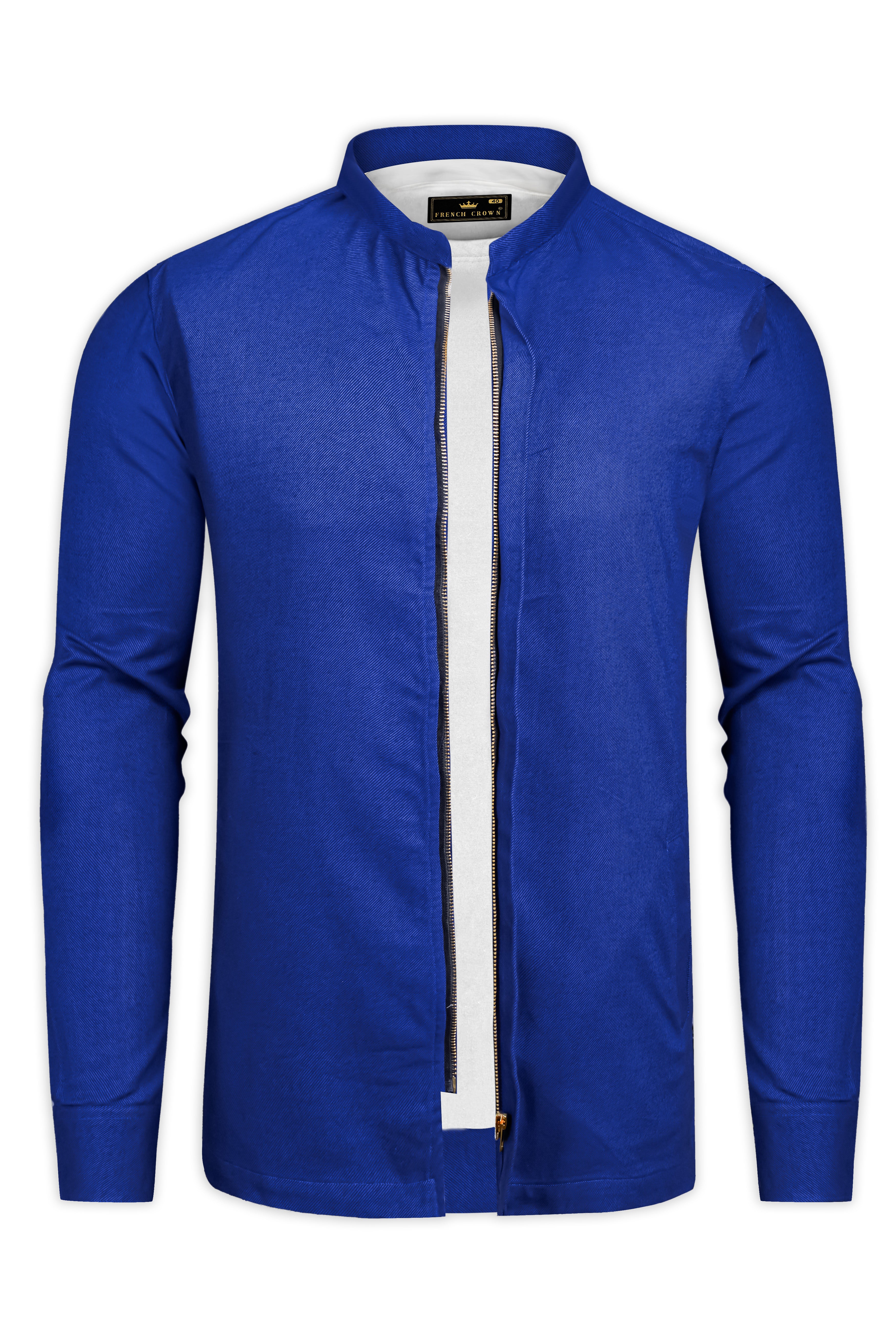 Vintero-Lapis Blue Heavyweight Flannel Designer Casual Overshirt/shacket