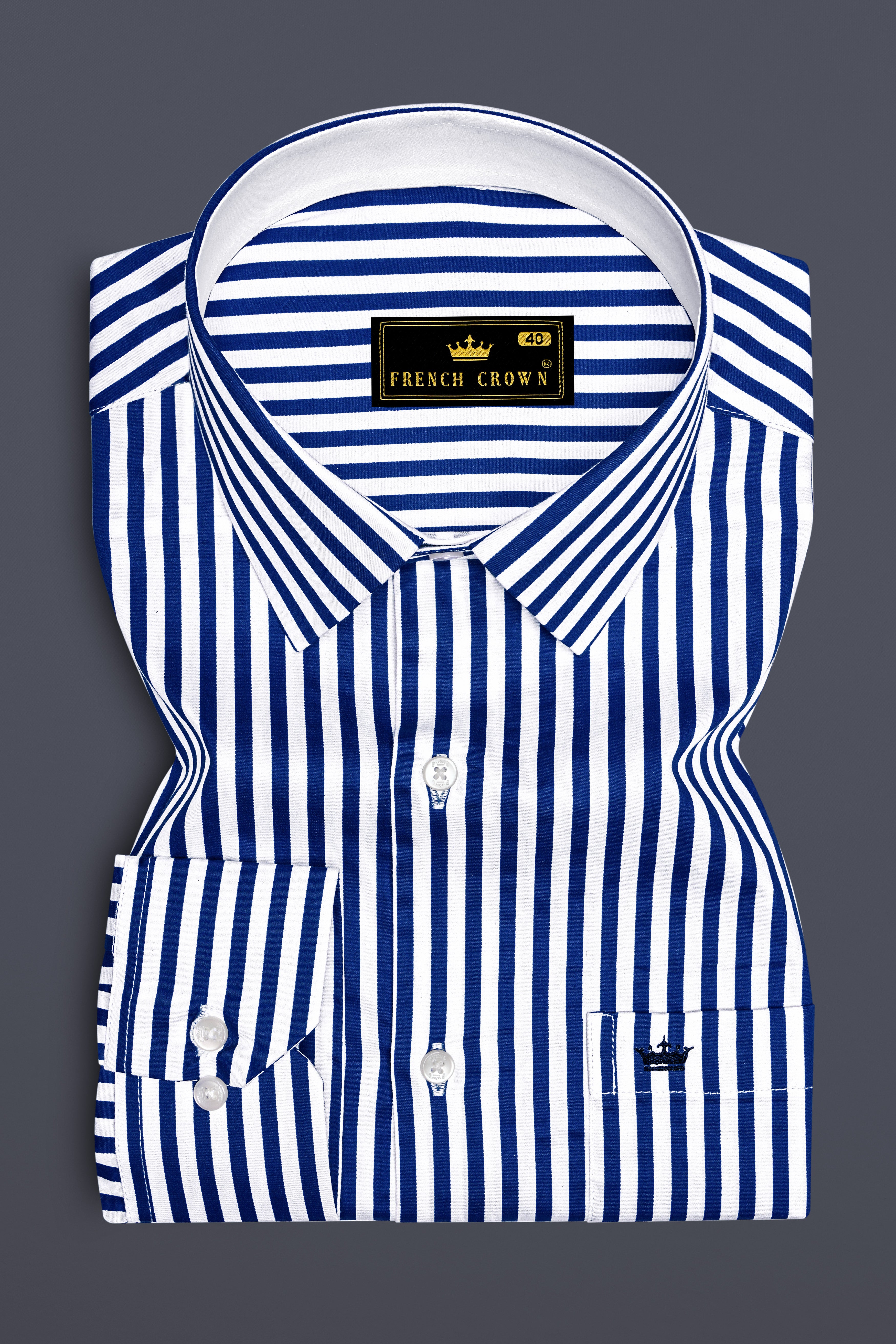 Oceanor-Catalina Blue And Bright White Striped Super Soft Premium Cotton Dress Shirt