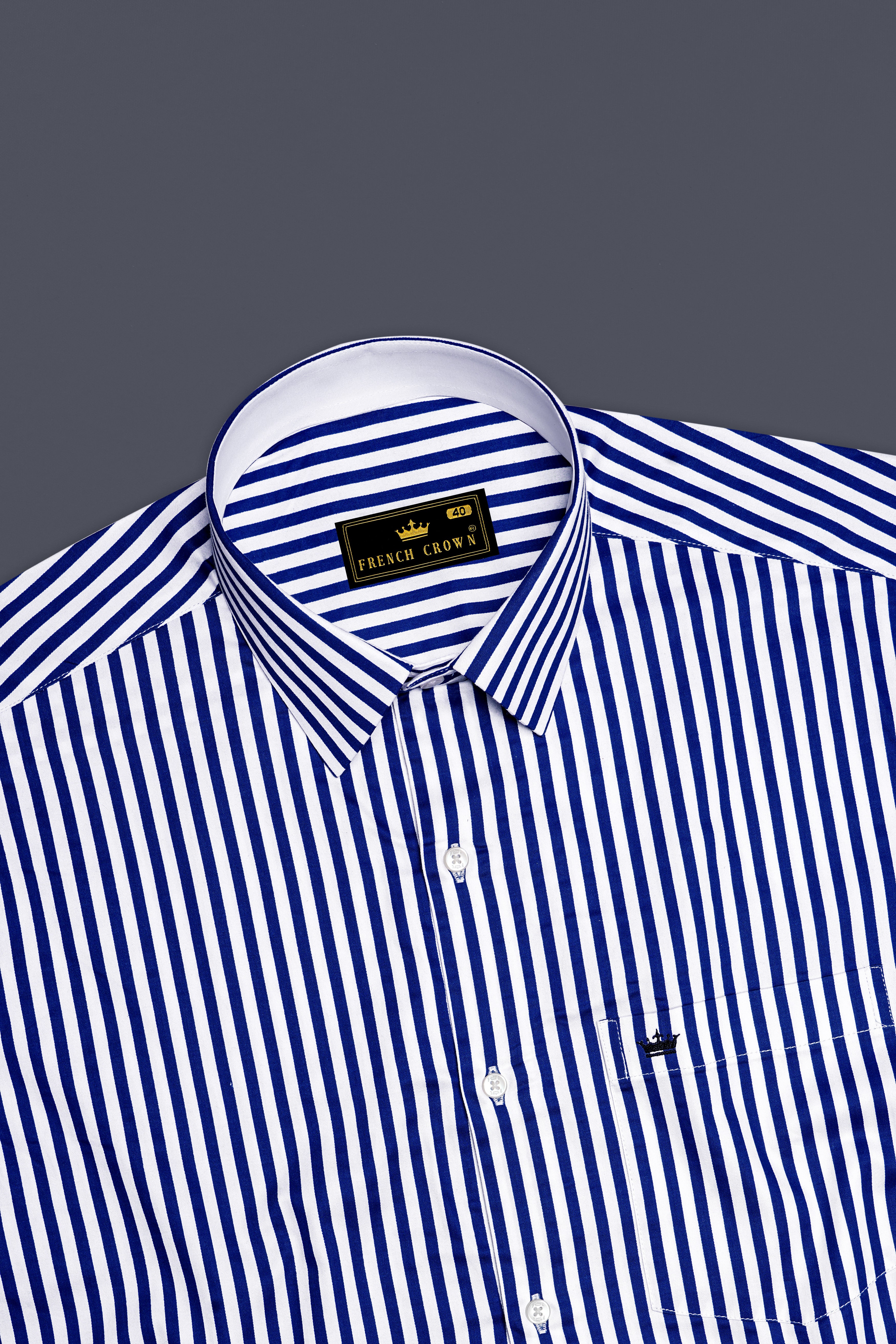 Oceanor-Catalina Blue And Bright White Striped Super Soft Premium Cotton Dress Shirt