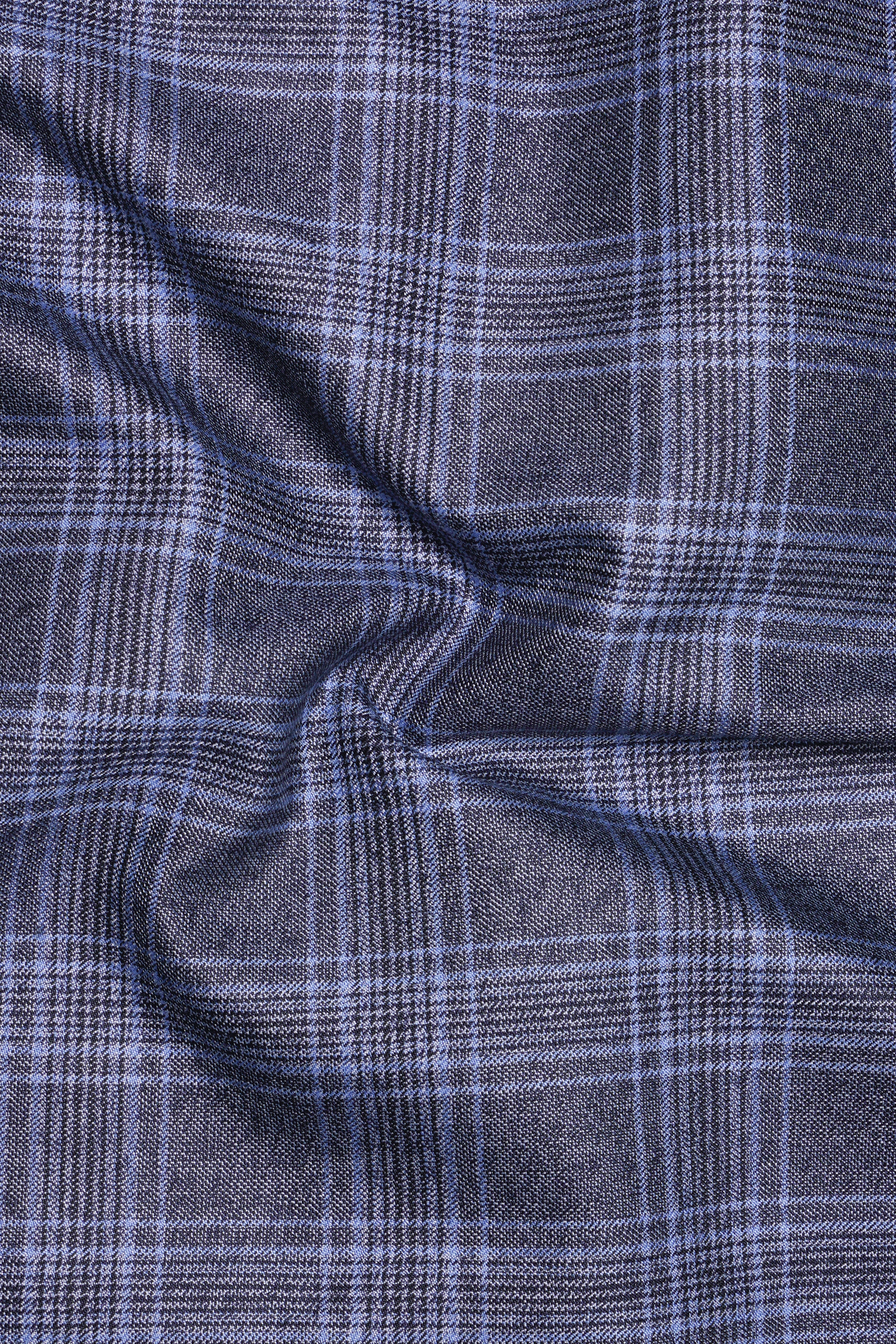 Casphin-Dolphin And Casper Blue Plaid Wool Rich Bomber Jacket