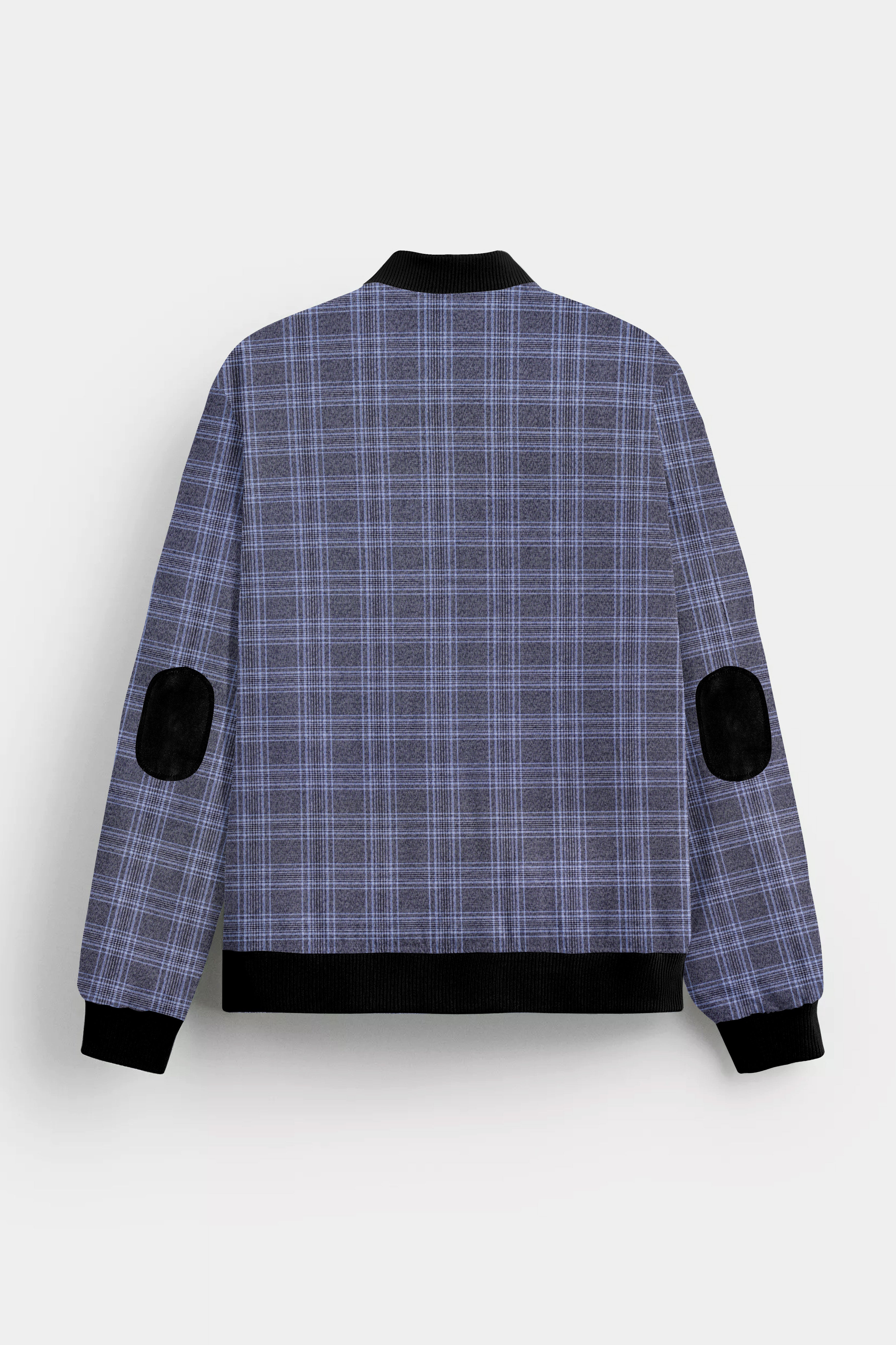 Casphin-Dolphin And Casper Blue Plaid Wool Rich Bomber Jacket