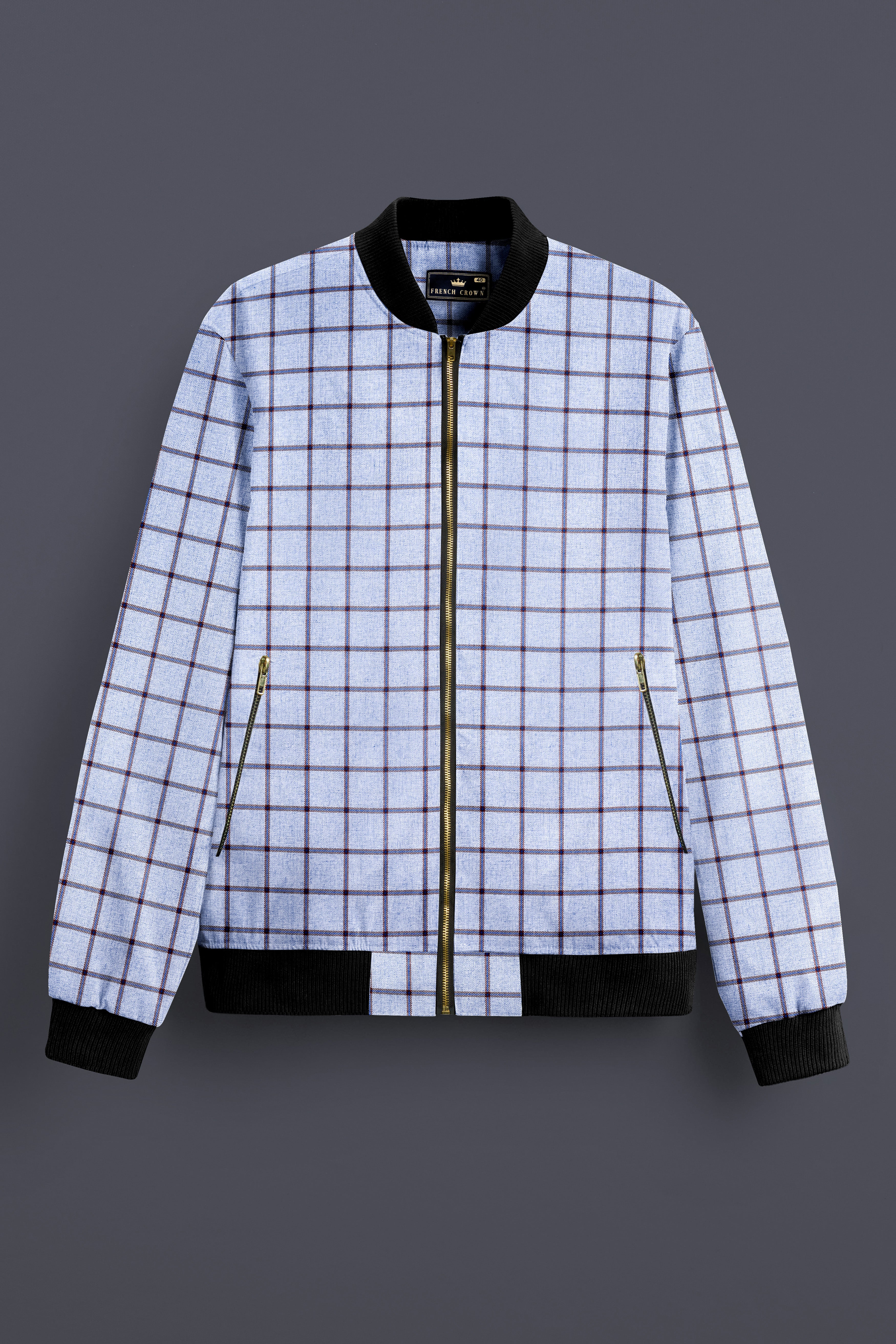 Mistrel-Spun Pearl Gray Windows Wool Rich Bomber Jacket