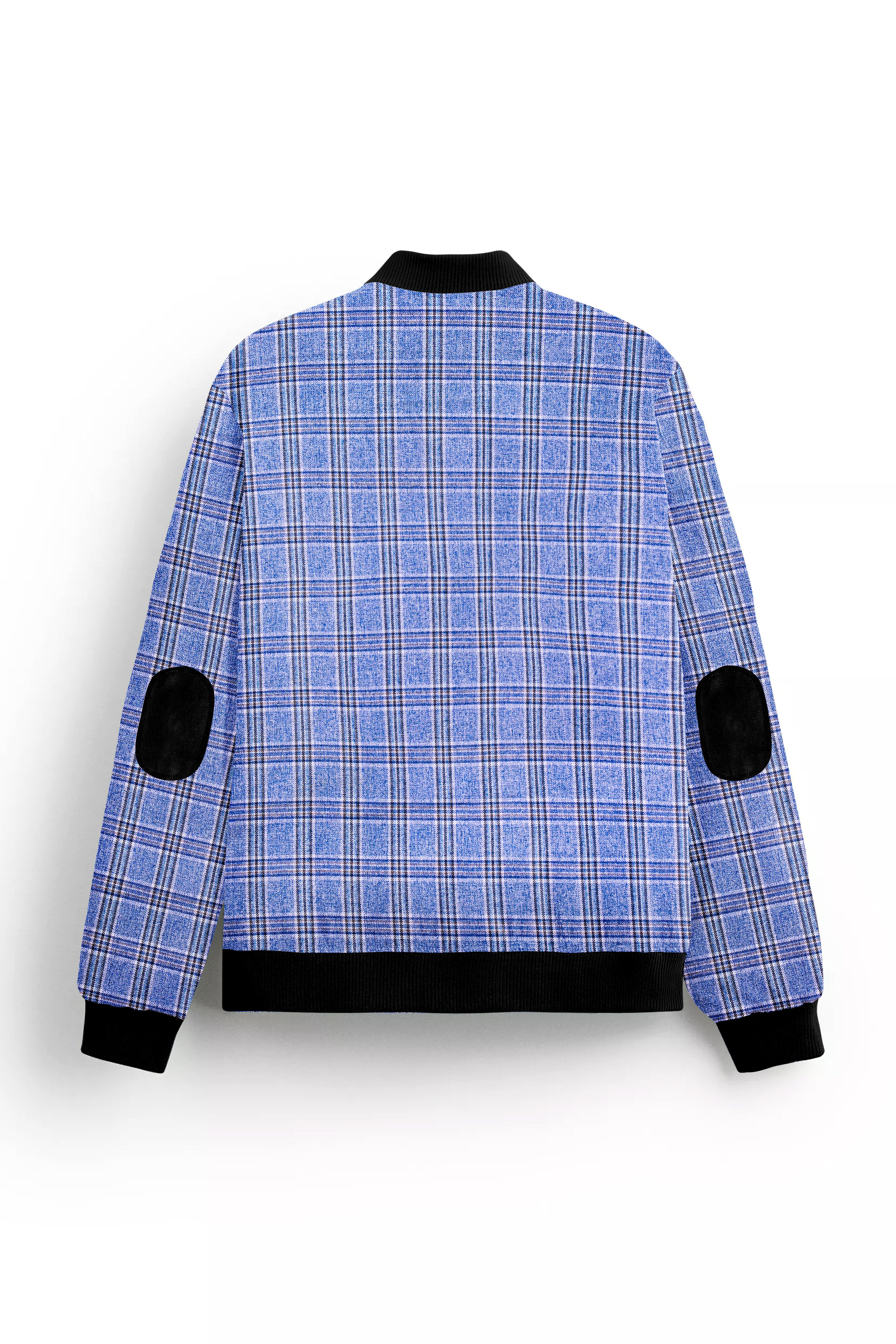 Ceriste-Bayoux Blue Plaid Wool Rich Bomber Jacket